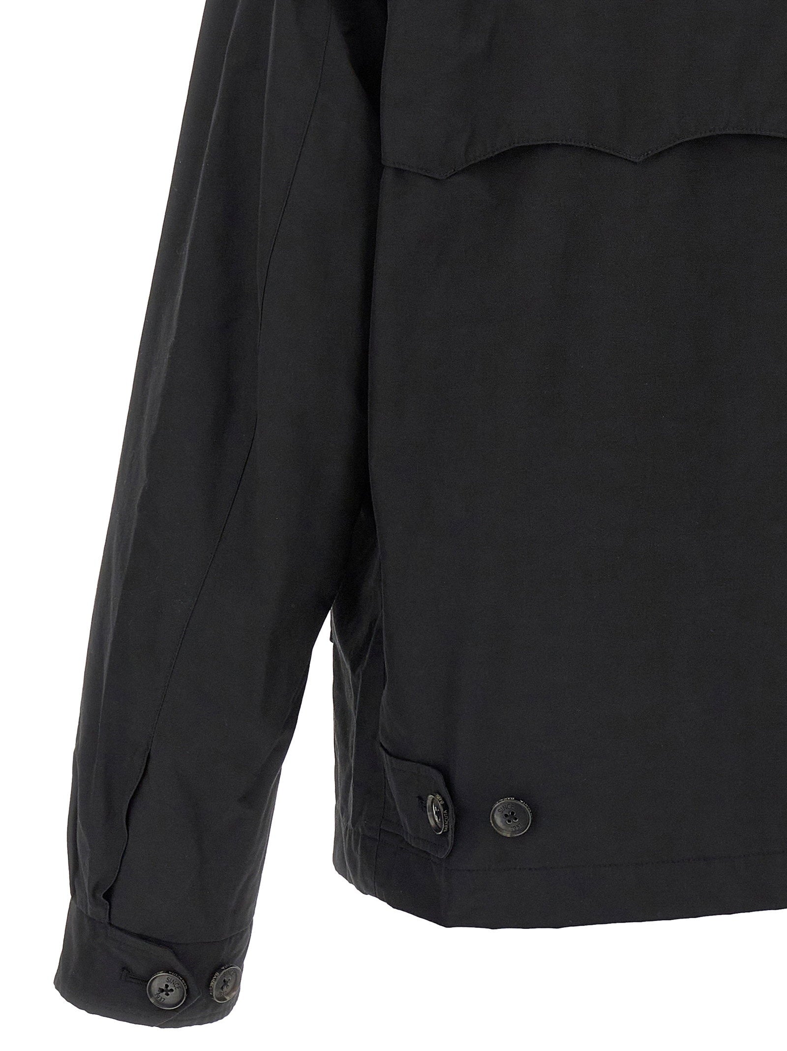 Baracuta G4 jack zwart, close-up van de kraag en ritssluiting