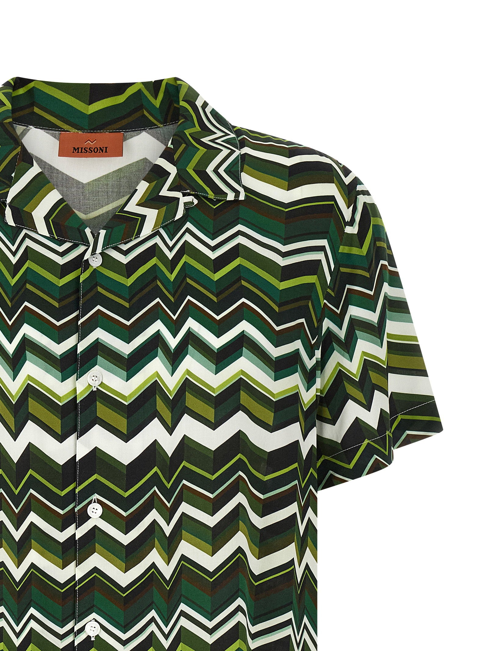 Missoni zigzagdessin groen wit bruin en zwart detail