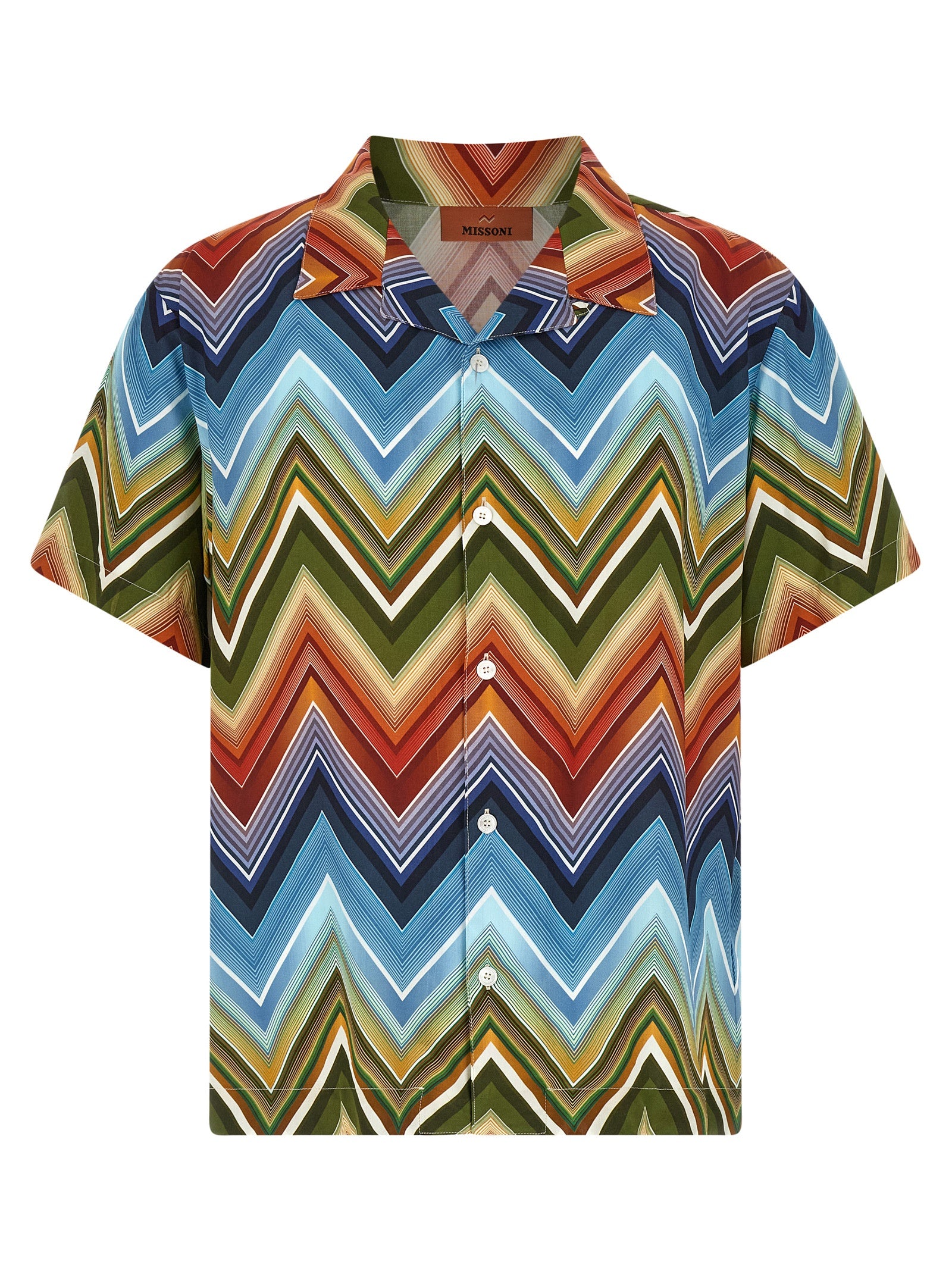 Missoni Viscose Bowling Shirt Macro Zigzag Multicolour