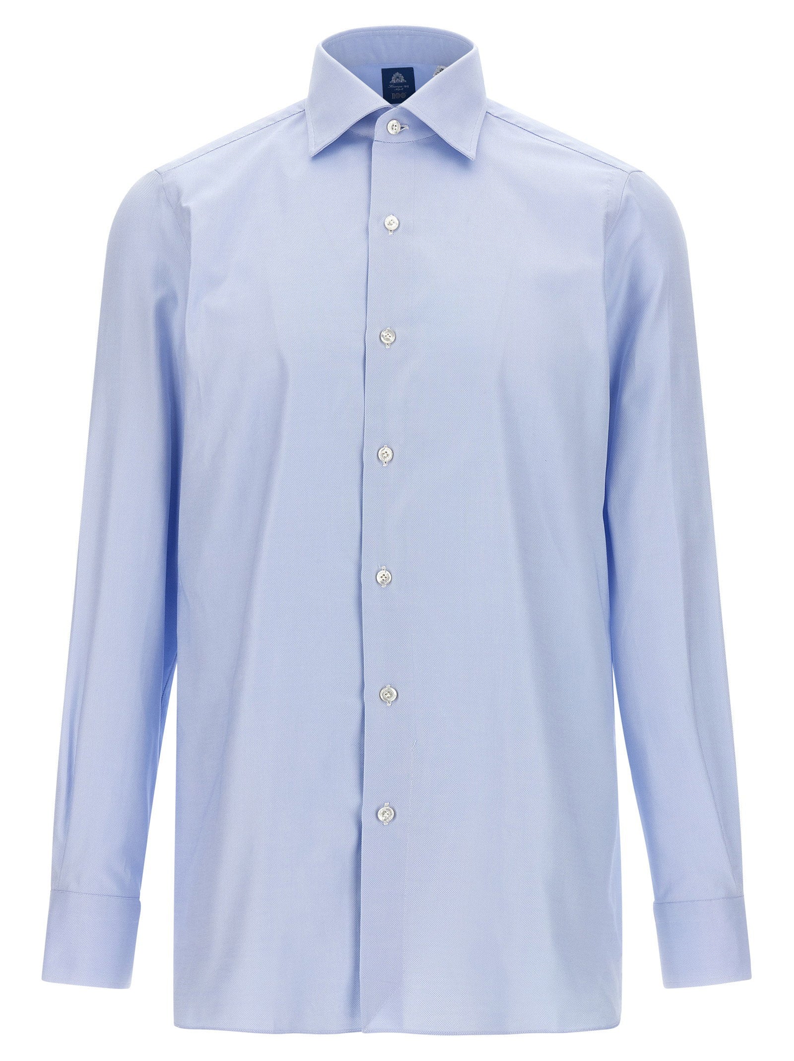 Finamore Napoli Handgemaakt Katoenen Overhemd Lichtblauw Shirts Finamore