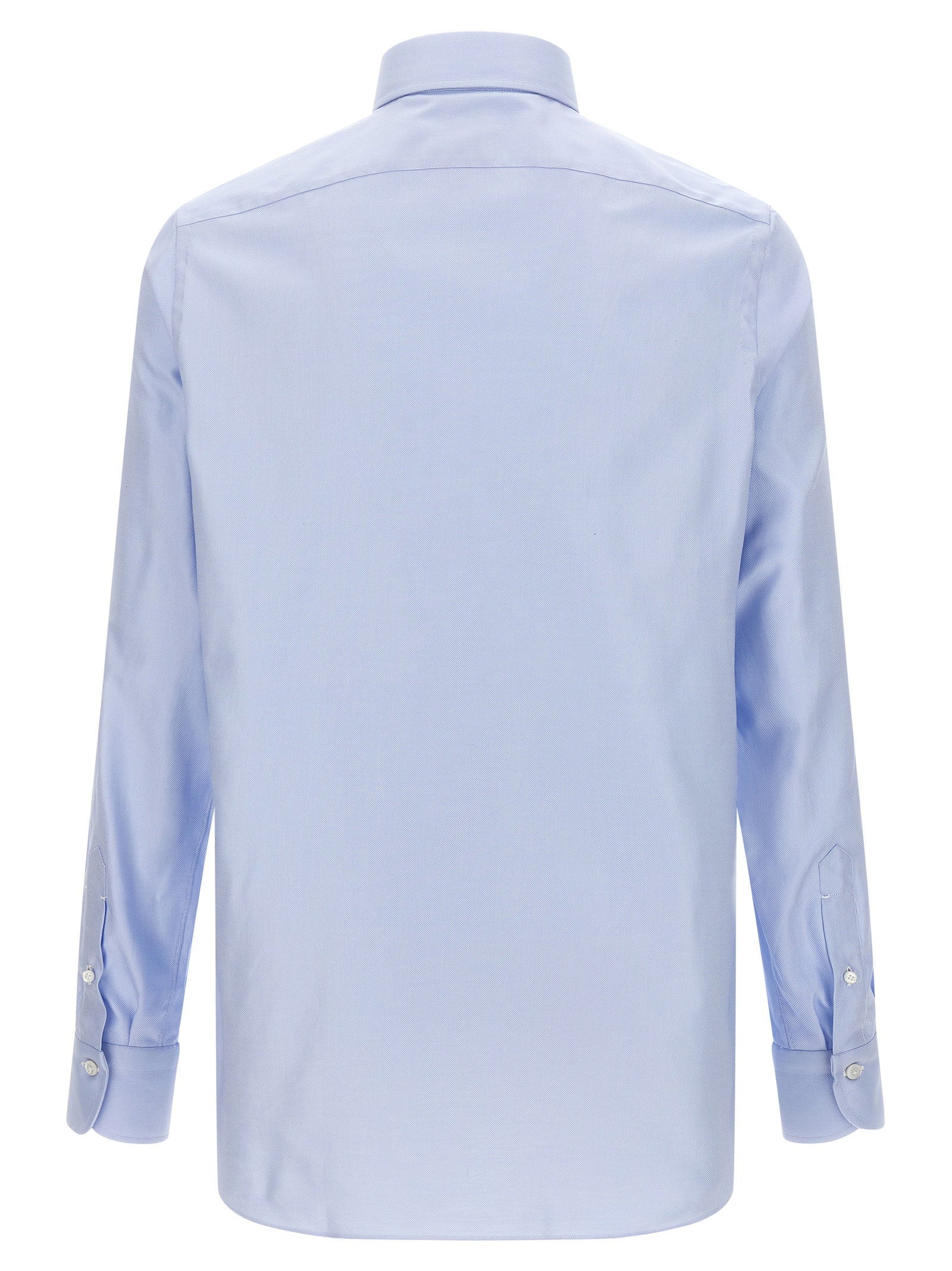 Finamore Napoli Handgemaakt Katoenen Overhemd Lichtblauw Shirts Finamore