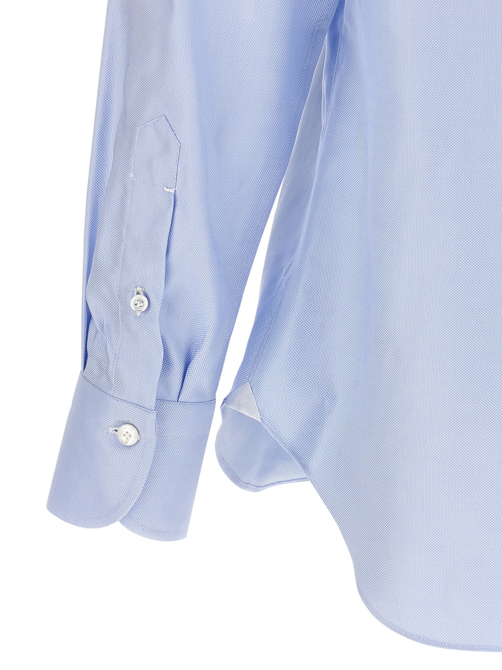 Finamore Napoli Handgemaakt Katoenen Overhemd Lichtblauw Shirts Finamore