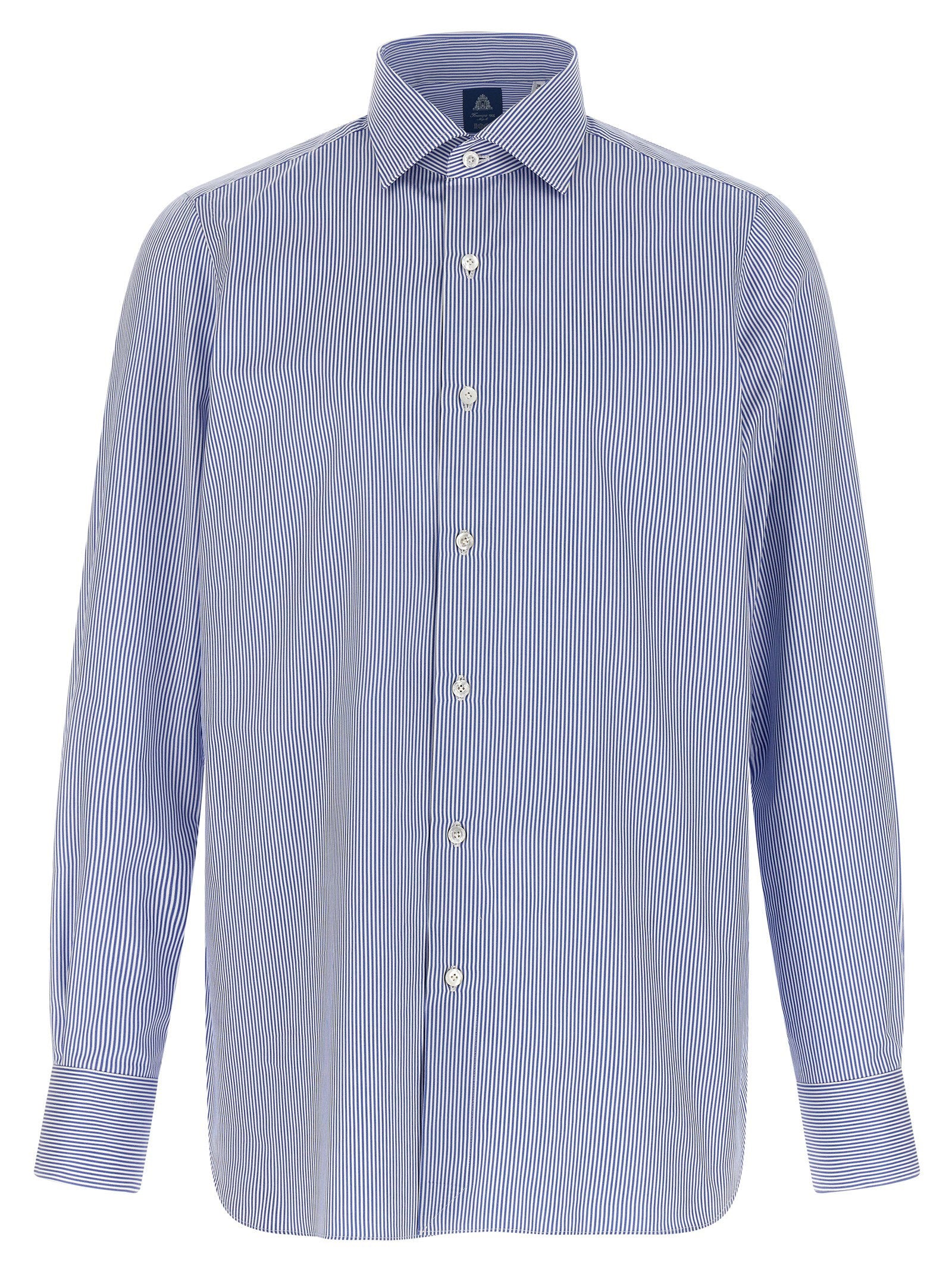 Finamore Napoli Katoenen Poplin Overhemd met Streepdessin Blauw