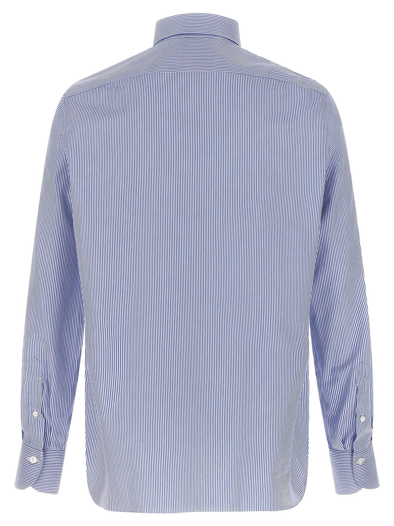 Finamore Napoli Katoenen Poplin Overhemd met Streepdessin Blauw Shirts Finamore