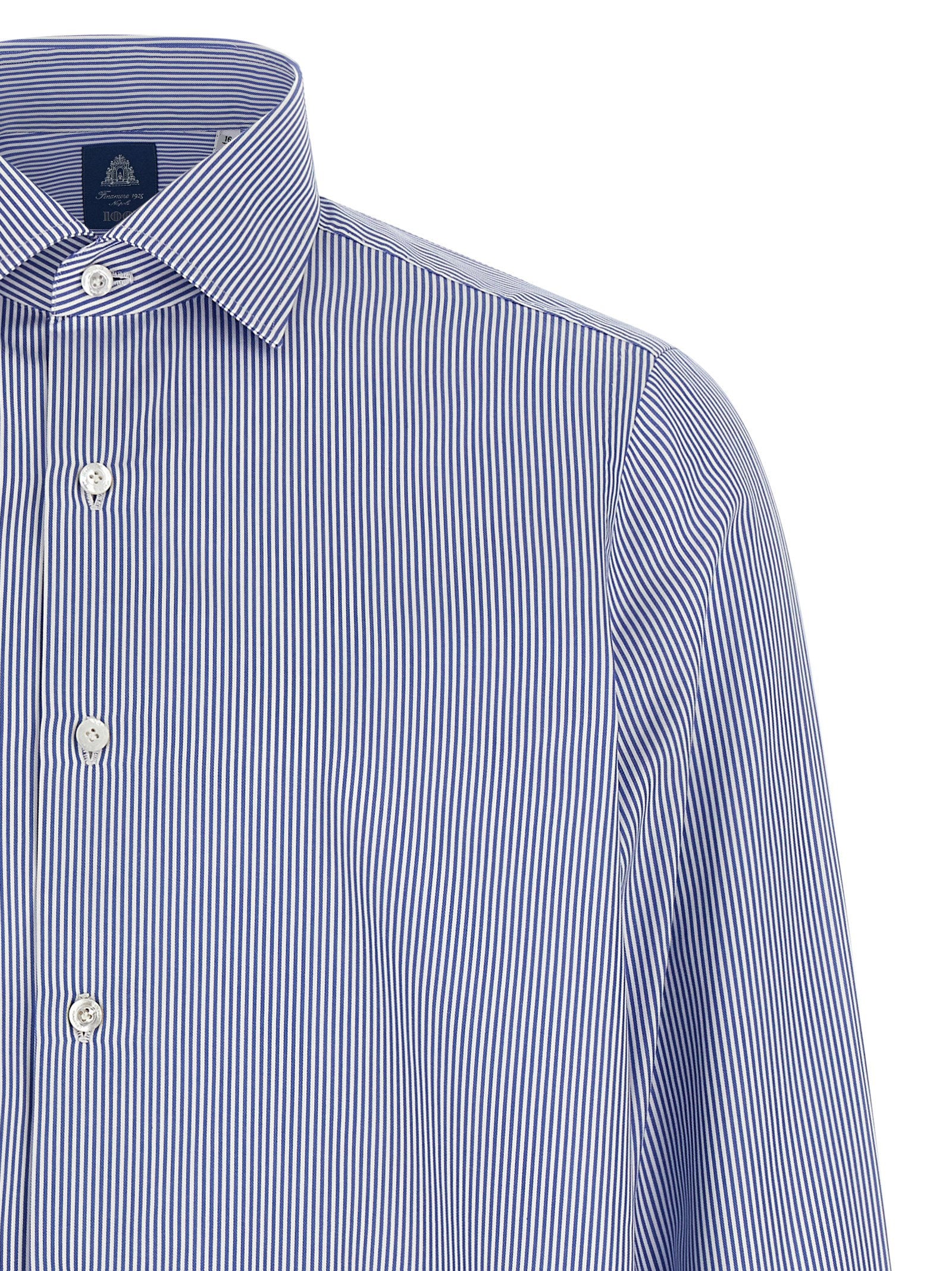 Finamore Napoli Katoenen Poplin Overhemd met Streepdessin Blauw Shirts Finamore