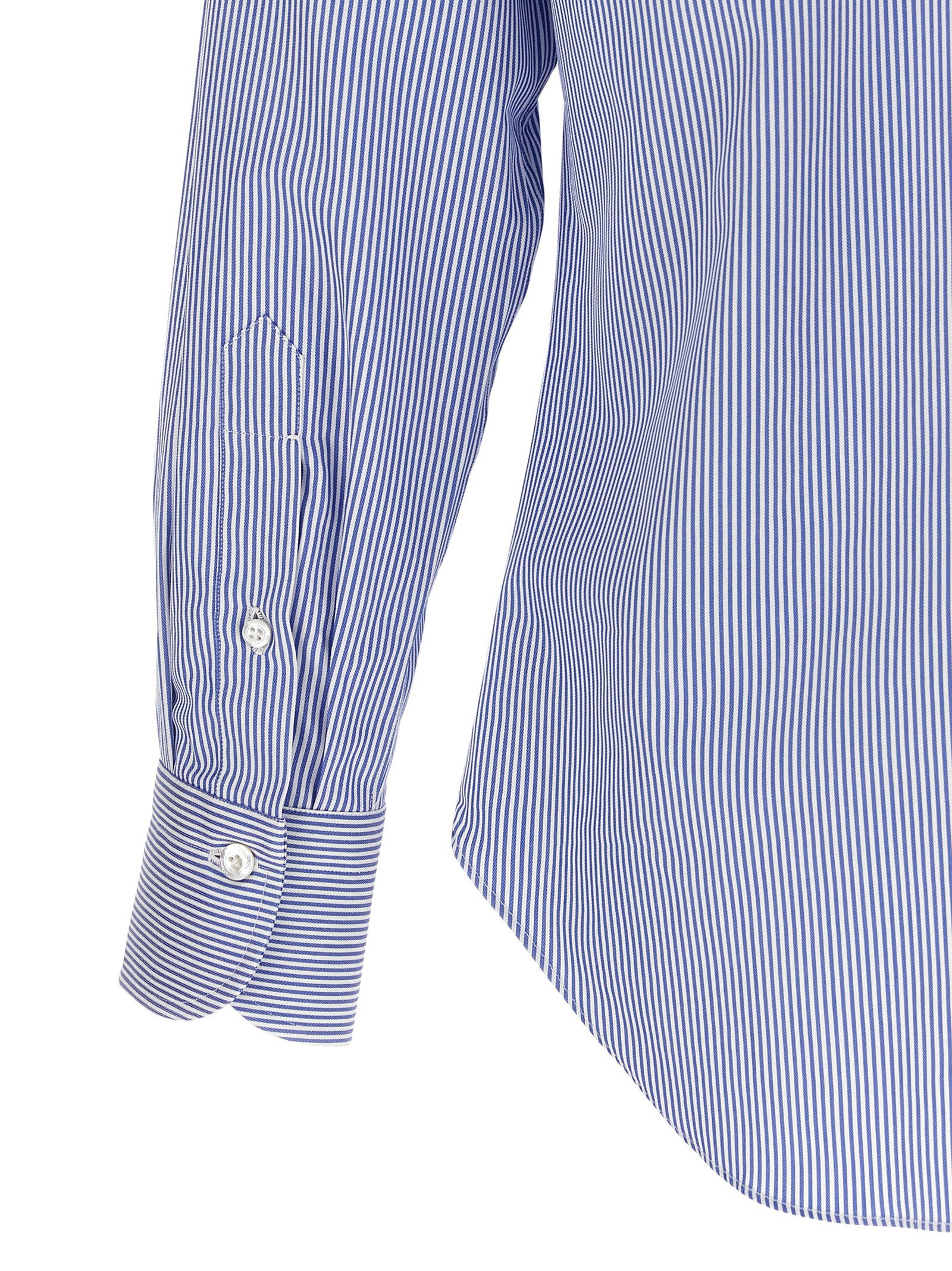 Finamore Napoli Katoenen Poplin Overhemd met Streepdessin Blauw Shirts Finamore