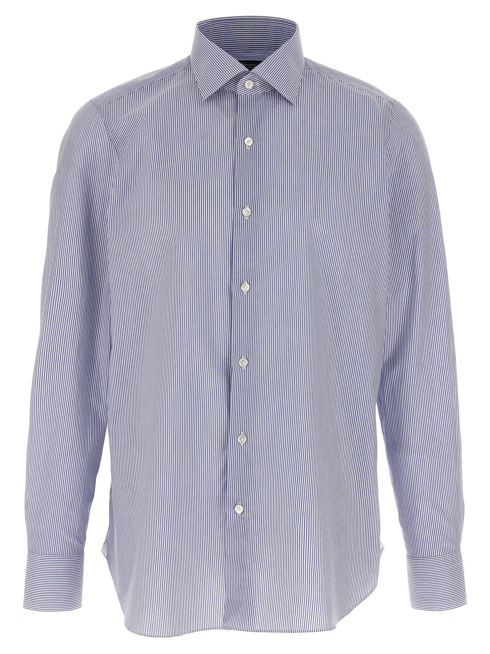 Finamore 1925 Napoli Striped Cotton Shirt Blue White