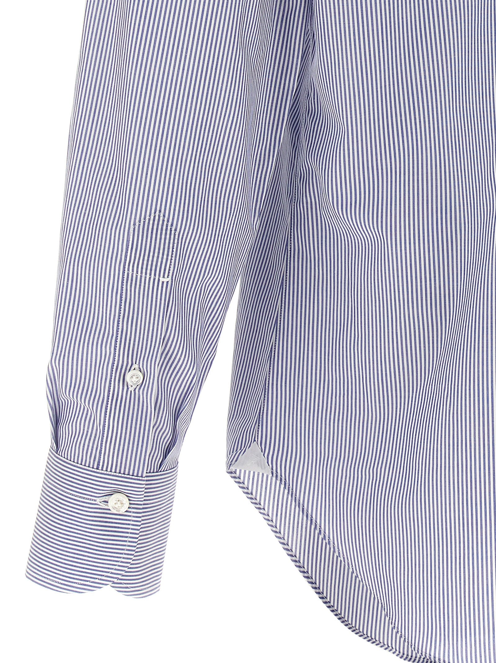 Finamore 1925 Napoli Striped Cotton Shirt Blue White-thumbmail-4