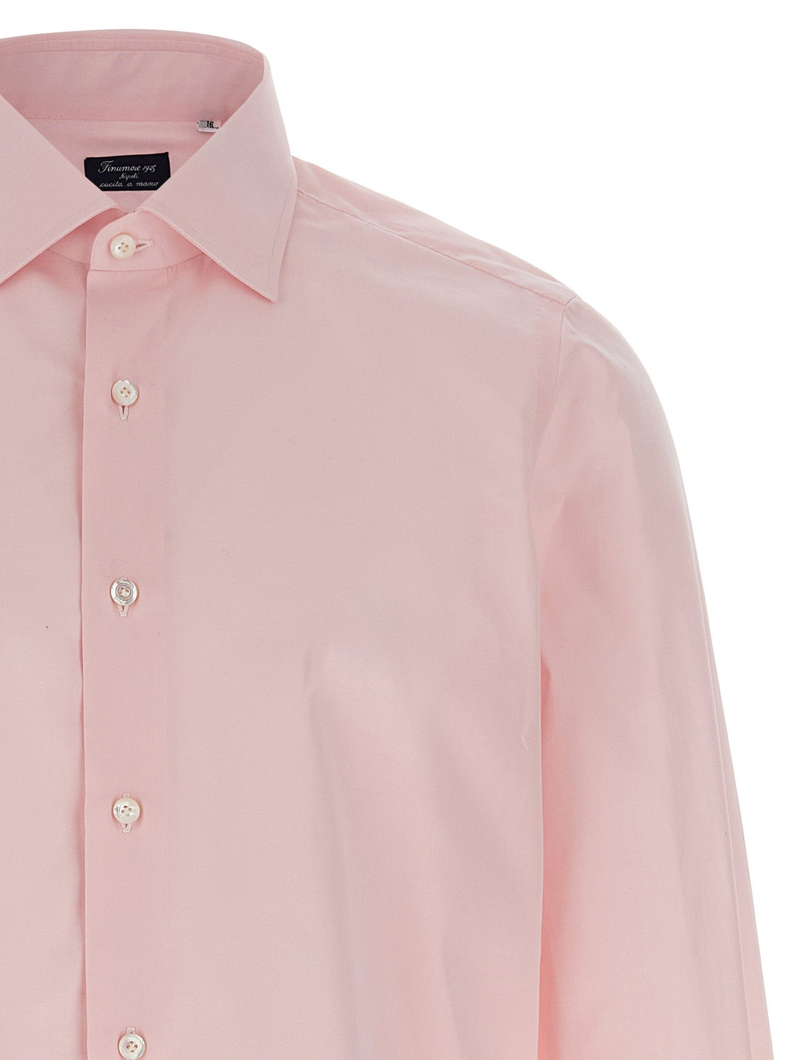Kraag detail Finamore Napoli overhemd roze