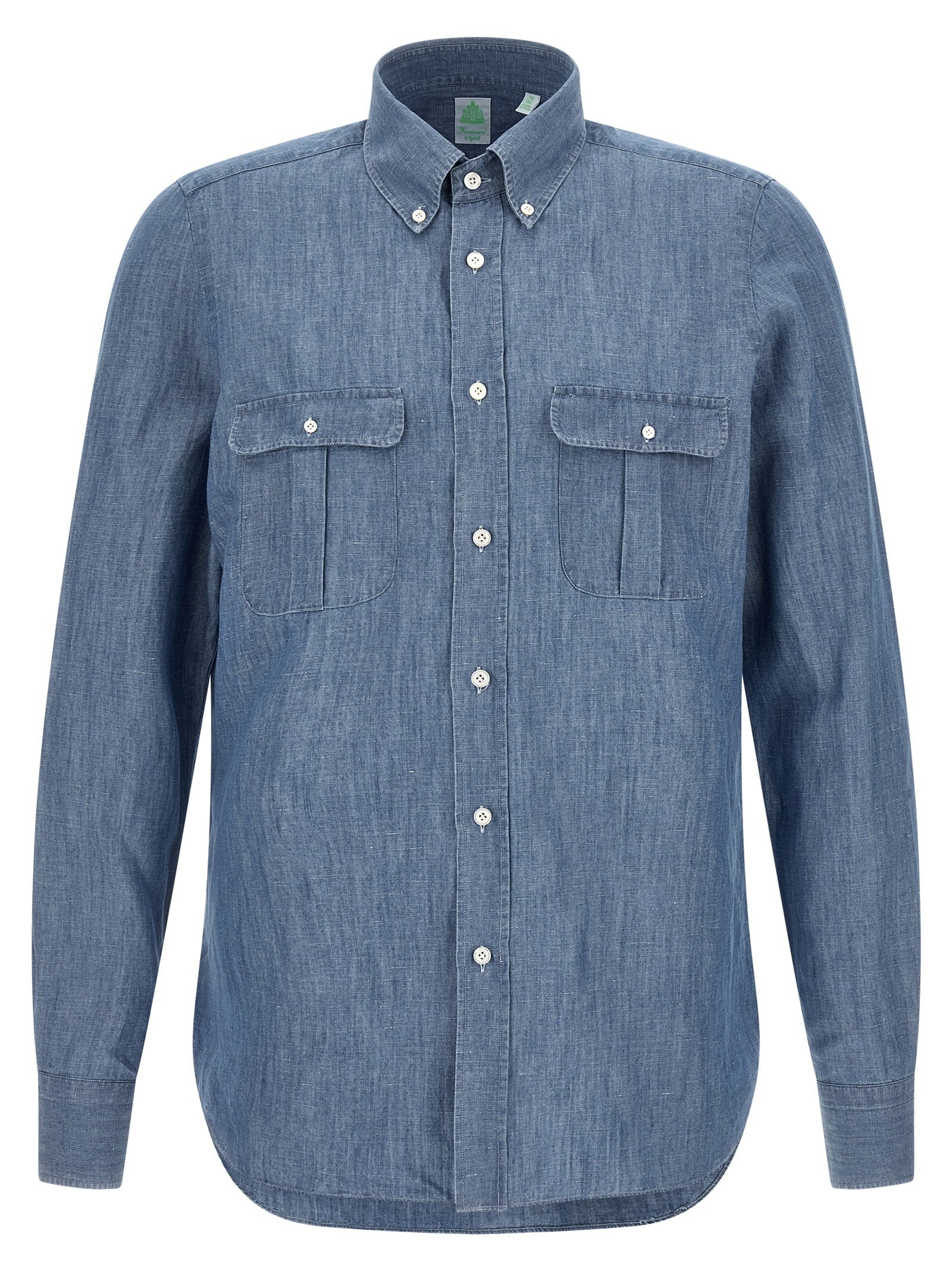 Finamore Zurigo Katoen-Linnen Overhemd Denimblauw Overhemden Finamore