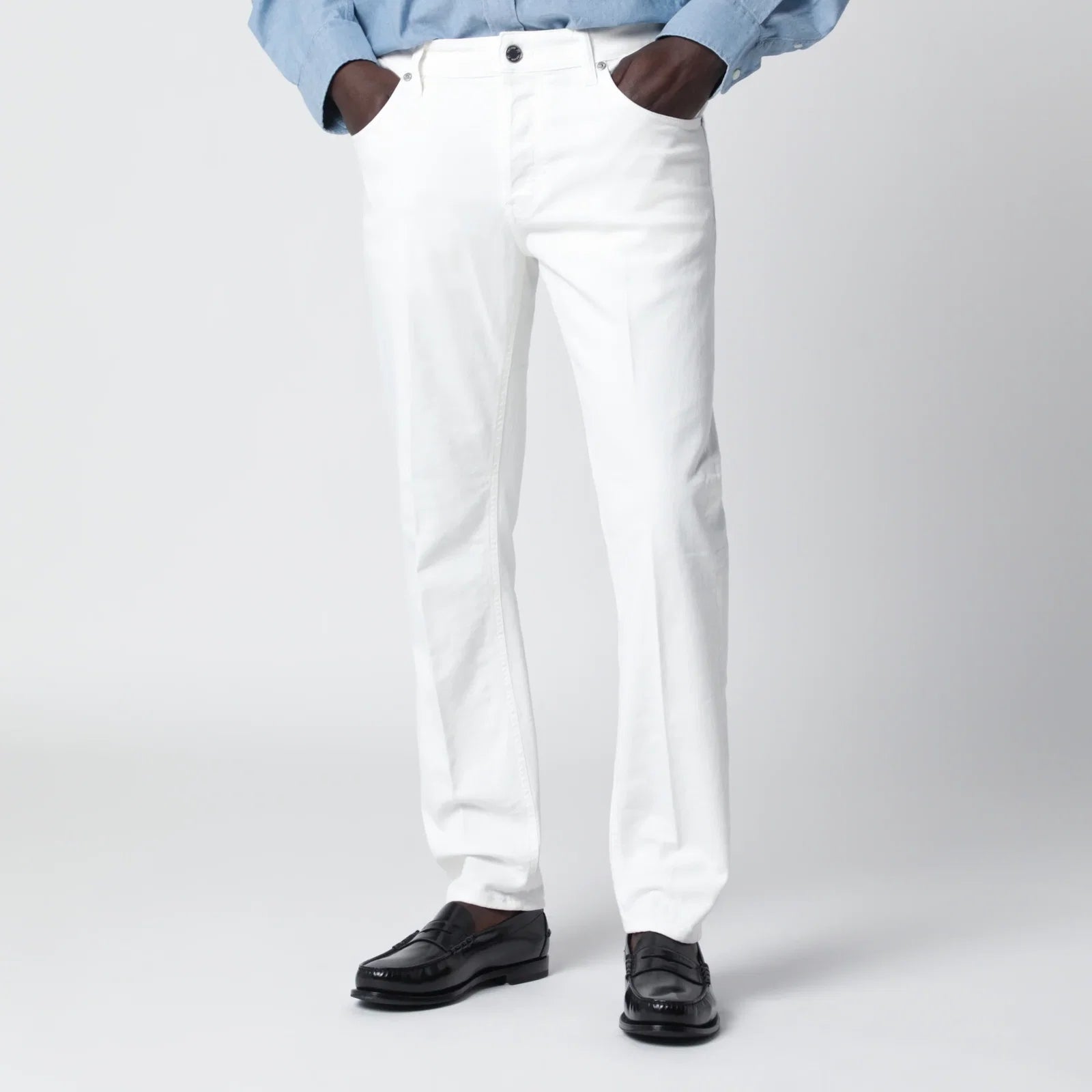 PT Torino Denim White Reggae Tapered Trousers Jeans PT Torino Denim