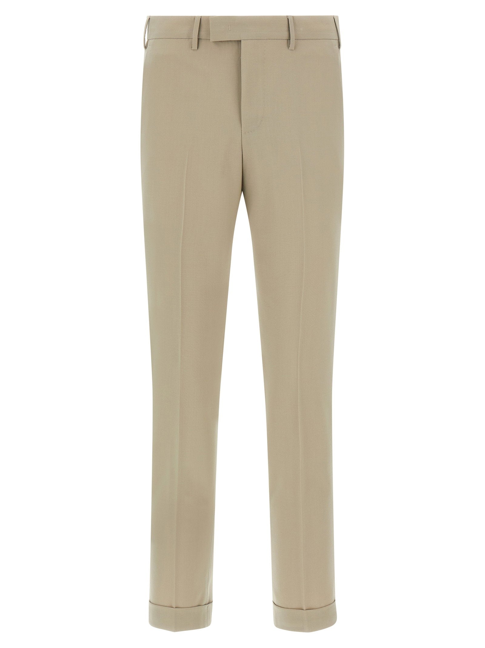 PT Torino Master Four-Season Wollen Pantalon met Omslag Beige-thumbmail-1