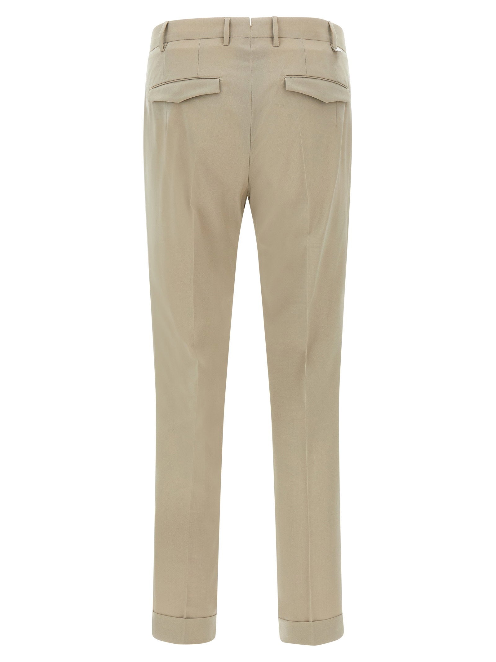 PT Torino Master Four-Season Wollen Pantalon met Omslag Beige-thumbmail-2
