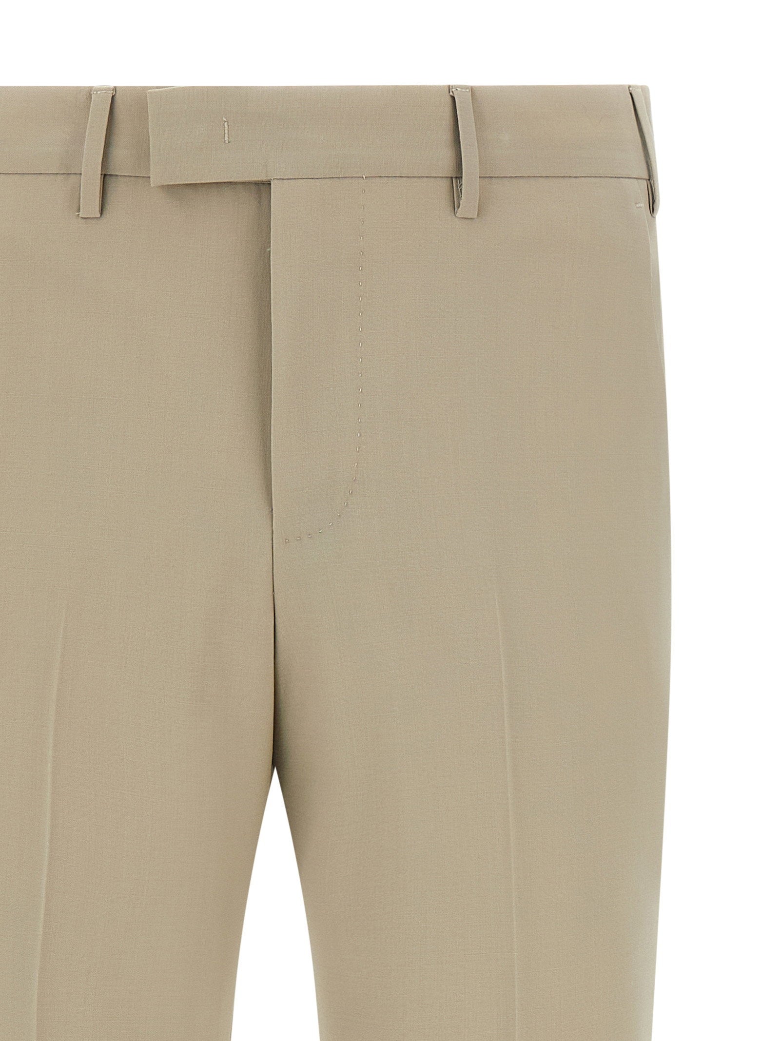 PT Torino Master Four-Season Wollen Pantalon met Omslag Beige-thumbmail-3