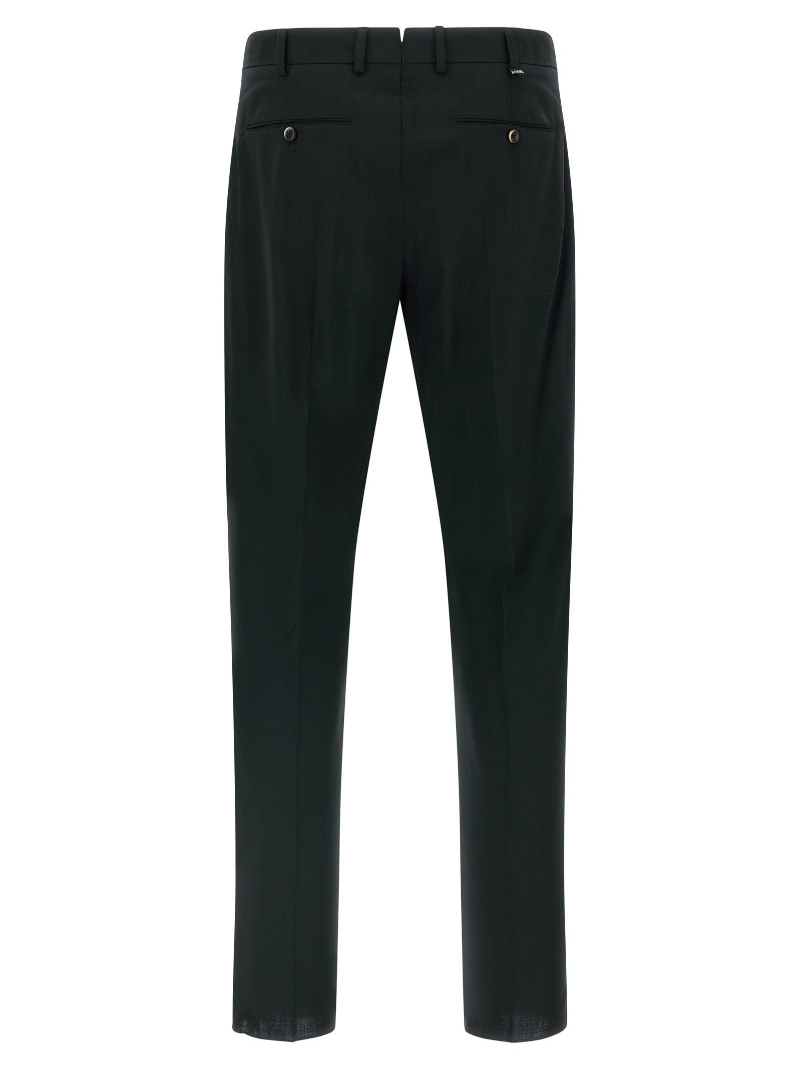 PT Torino Union wollen pantalon zwart, detail van de tapered pijp