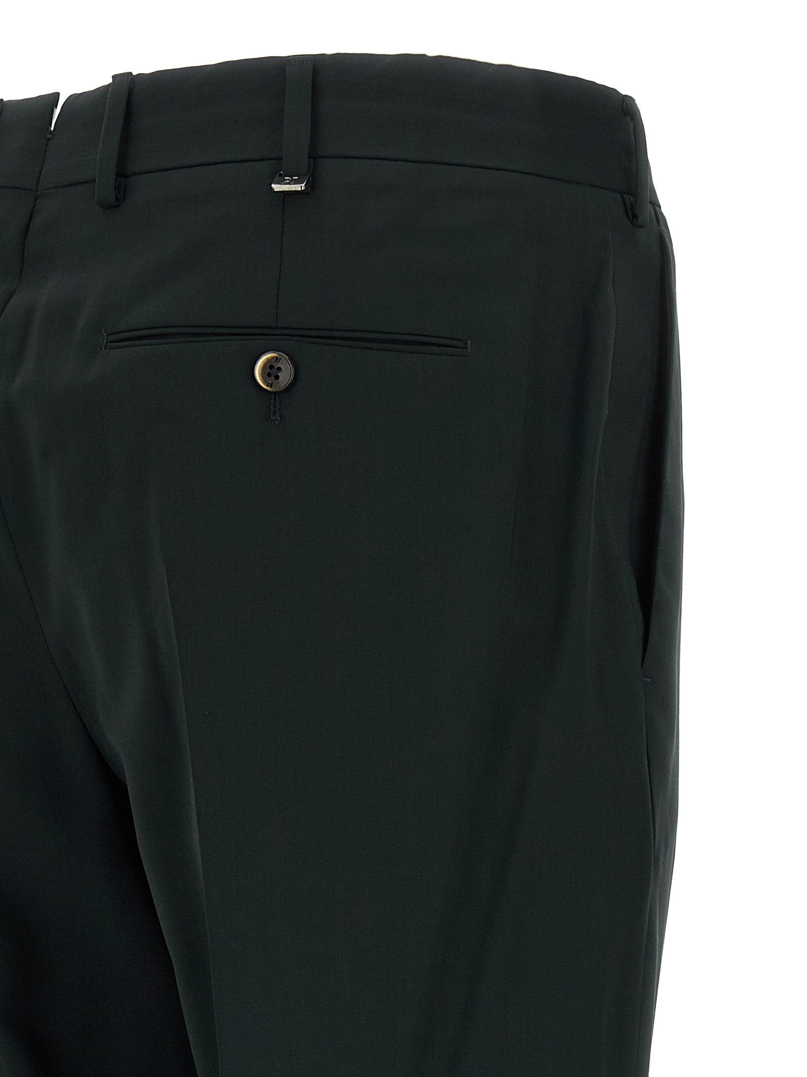 PT Torino Union wollen pantalon zwart, achteraanzicht met beklede achterzakken