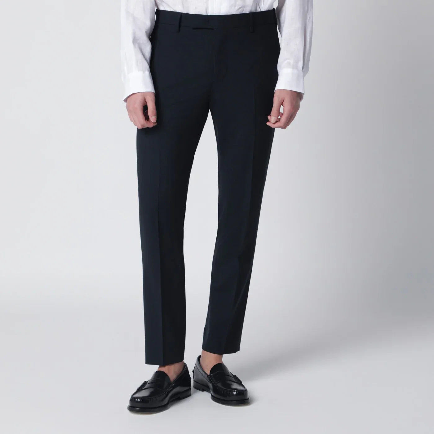 PT Torino Dieci Tropical Wol Skinny Pantalon Marineblauw