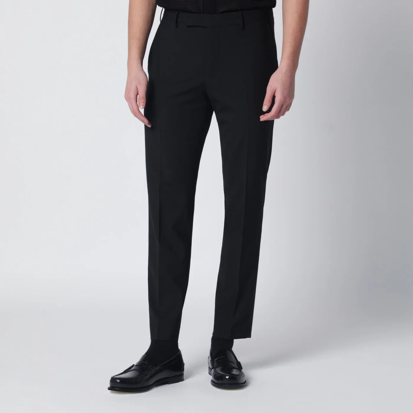 PT Torino B-Stretch Wollen Pantalon met Elastaan in Zwart-thumbmail-1
