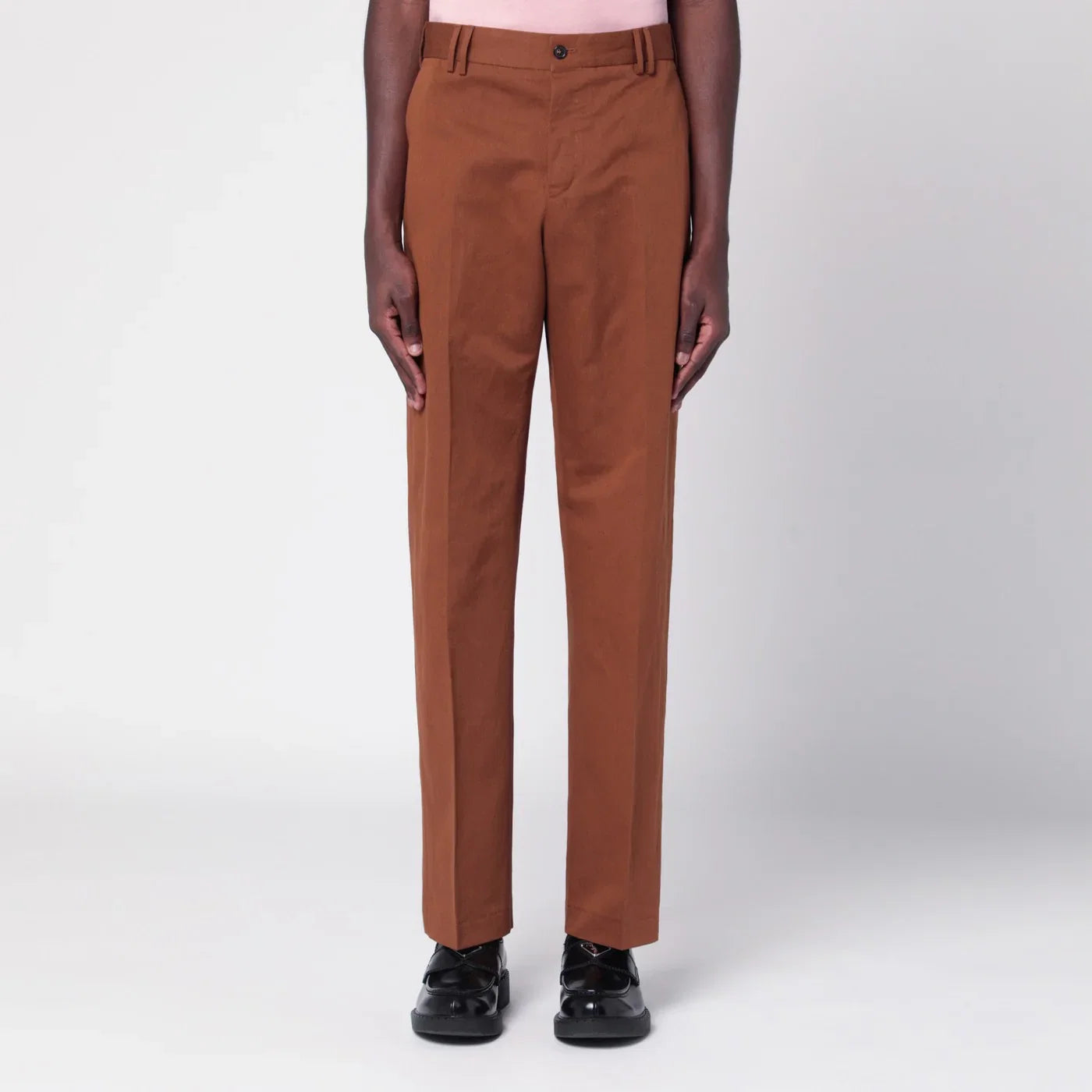 PT Torino Brown cotton and linen trousers Trousers PT Torino