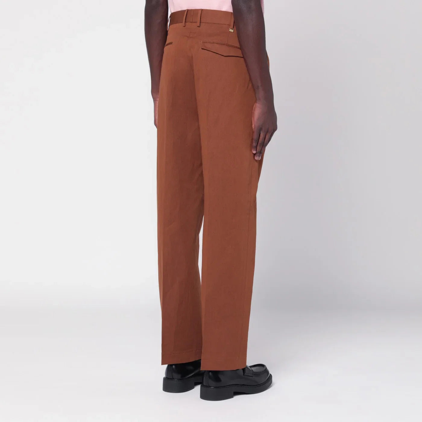 PT Torino Brown cotton and linen trousers Trousers PT Torino