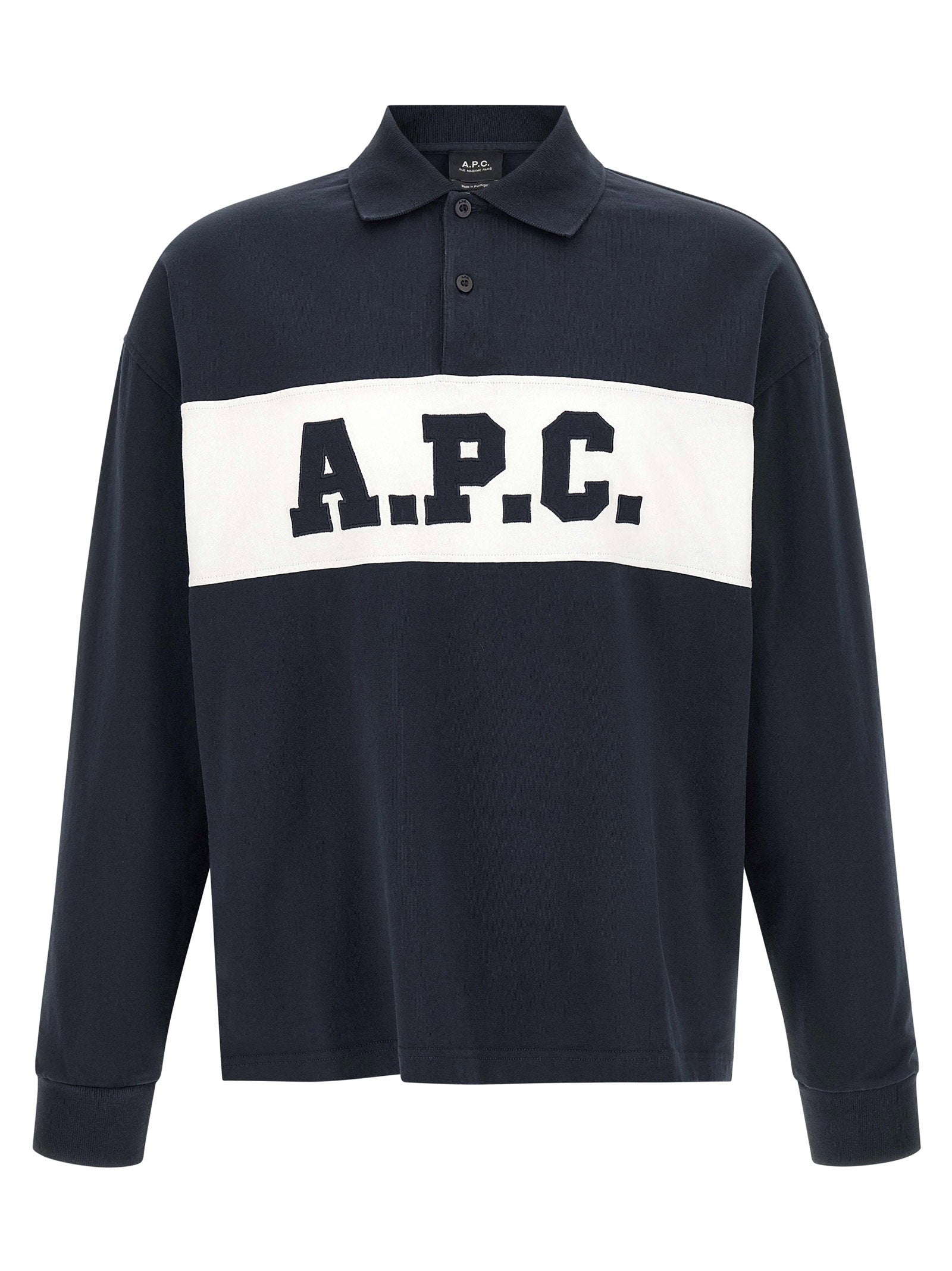 A.P.C. Rugby Polo Lange Mouw Organic Cotton Navy Shirts A.p.c.