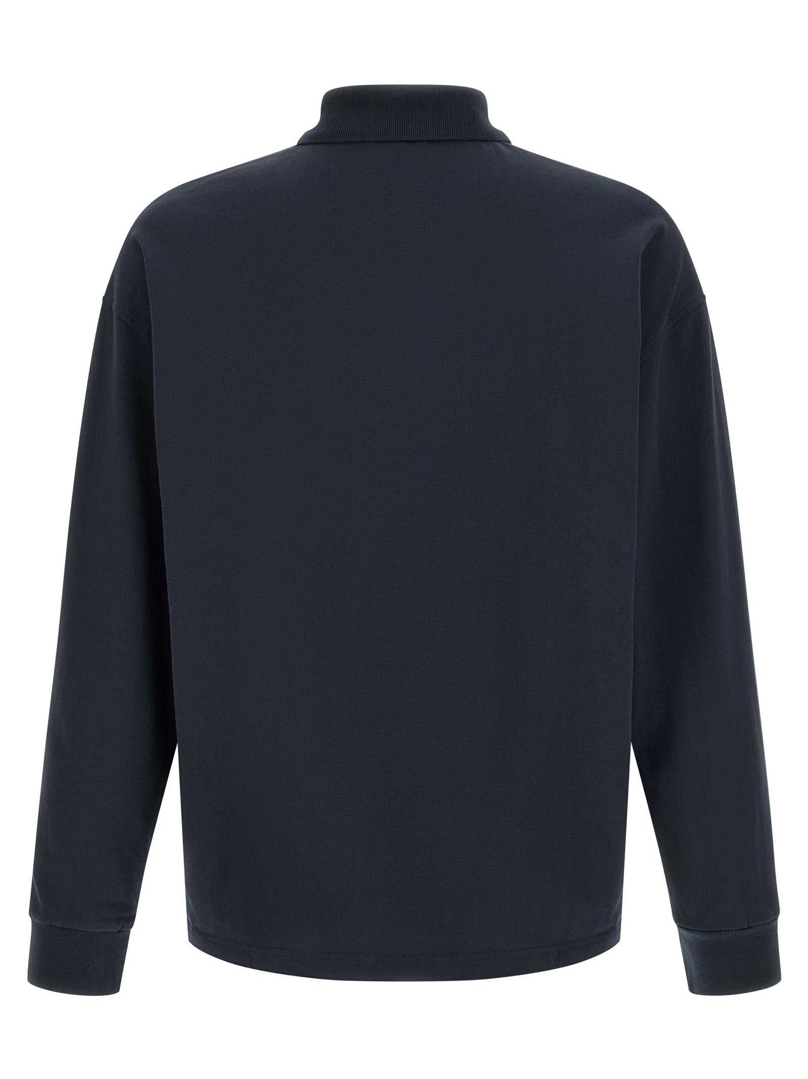 A.P.C. Rugby Polo navy, close-up polokraag en knoopsluiting
