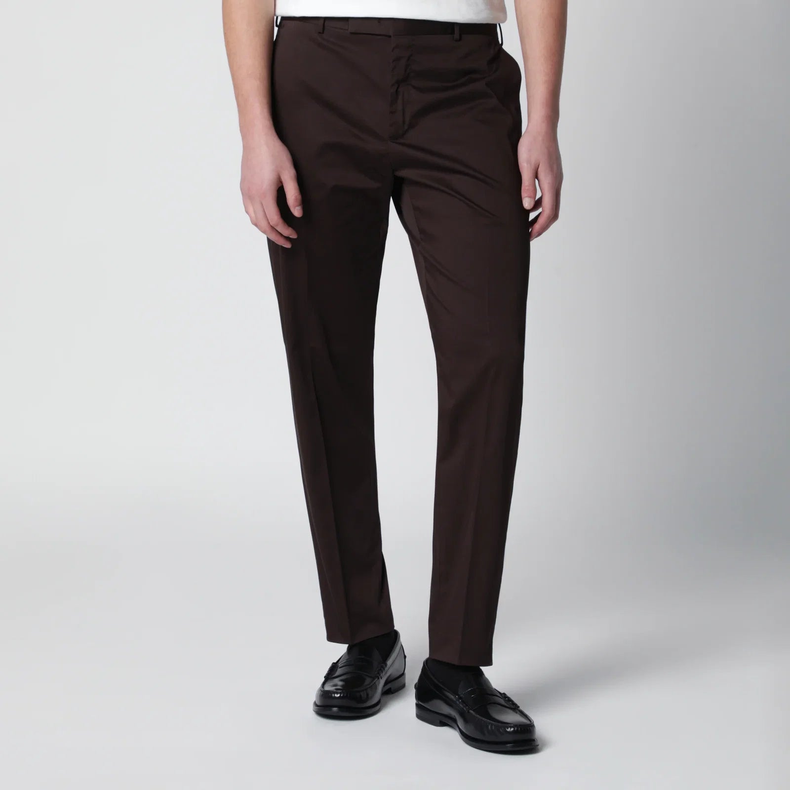 PT Torino Brown cotton-blend trousers Trousers PT Torino