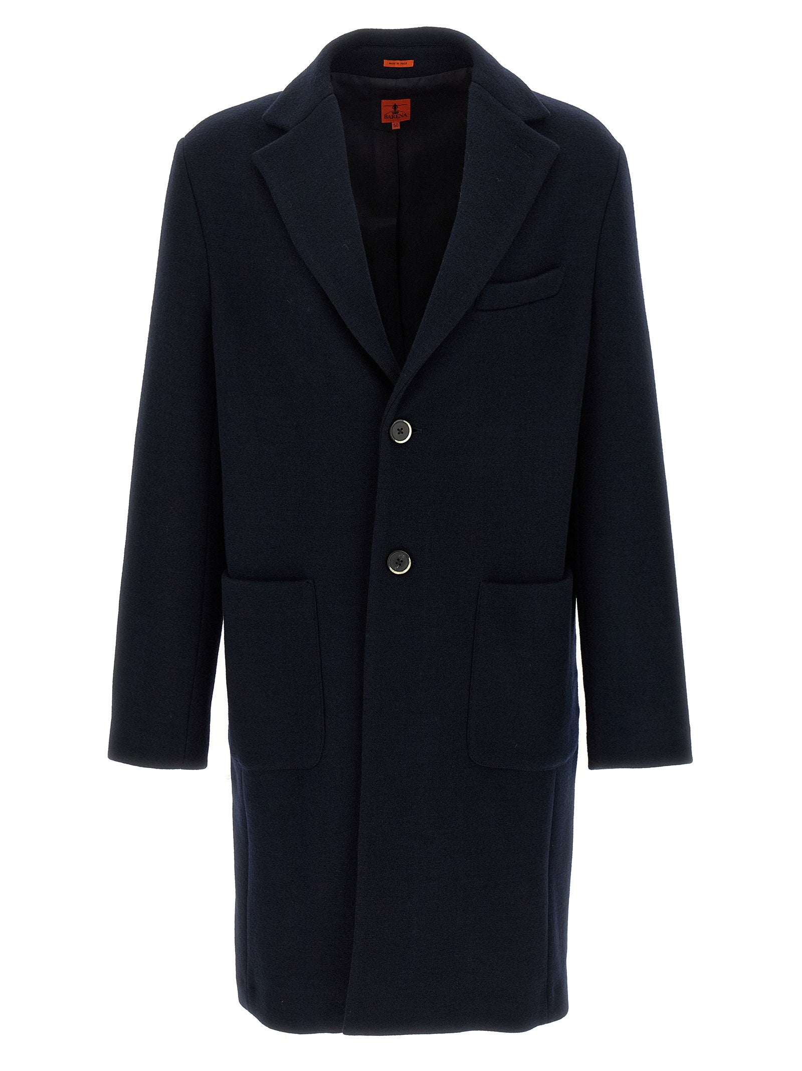 Barena Baron Enkele Rij Knopen Wollen Coat in Marineblauw Coats Barena