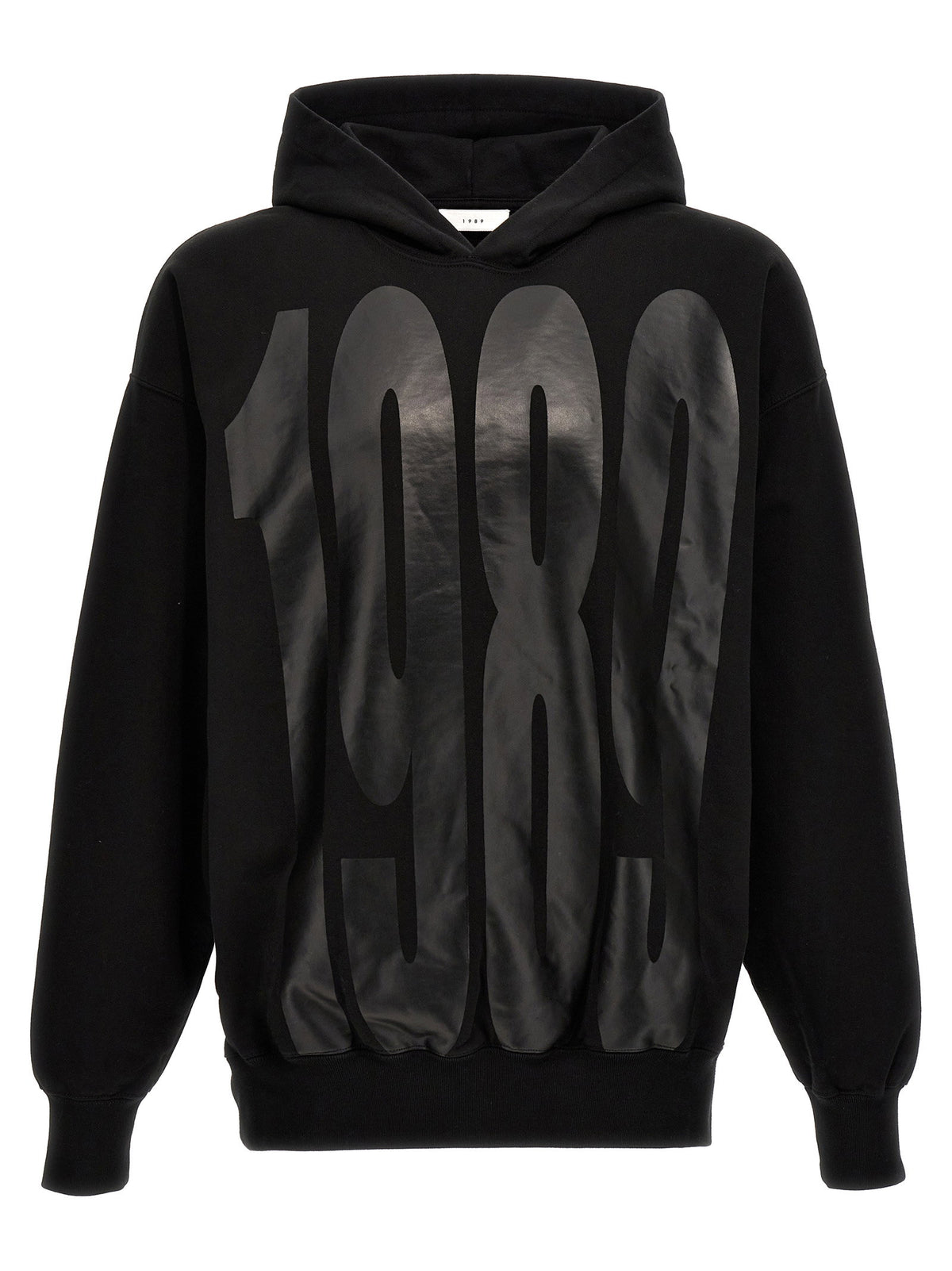 Zwarte 1989 Studio hoodie met grote glanzende 1989-print, vooraanzicht