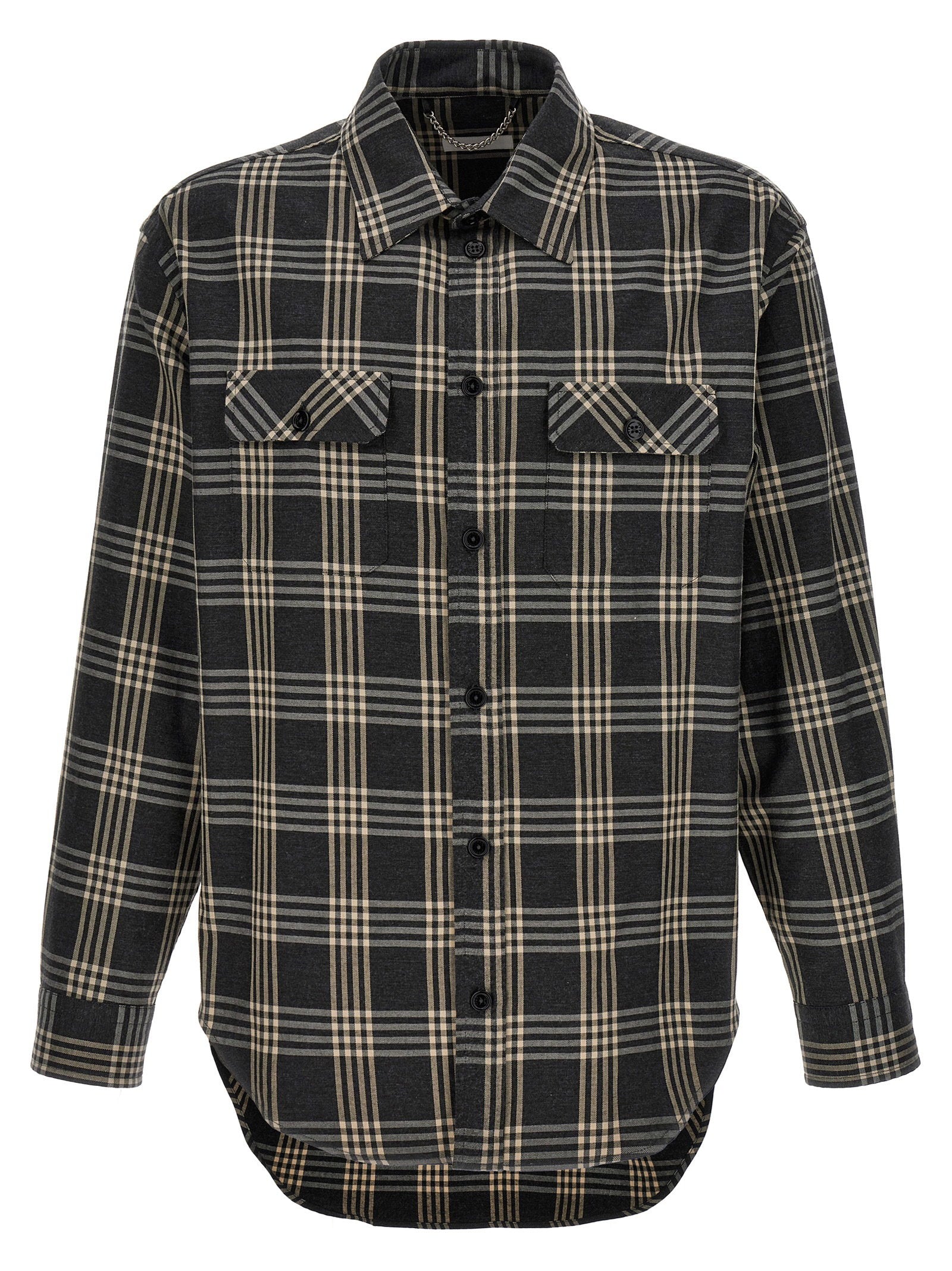 1989 Studio Geruit Flanellen Katoenen Logo Overhemd Grijs Shirts 1989 Studio