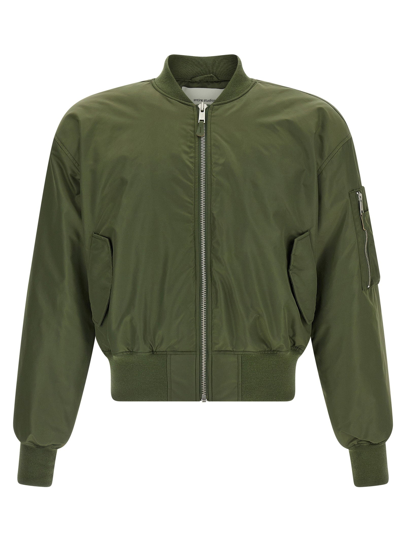 Entire Studios Gewatteerde Nylon Bomberjack in Legergroen Jackets Entire Studios