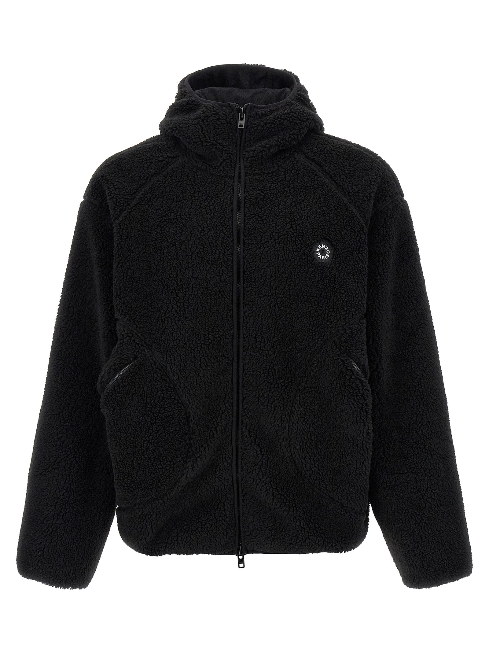Kenzo Boke Flower 2.0 Embroidered Jacket in Polar Fleece Black