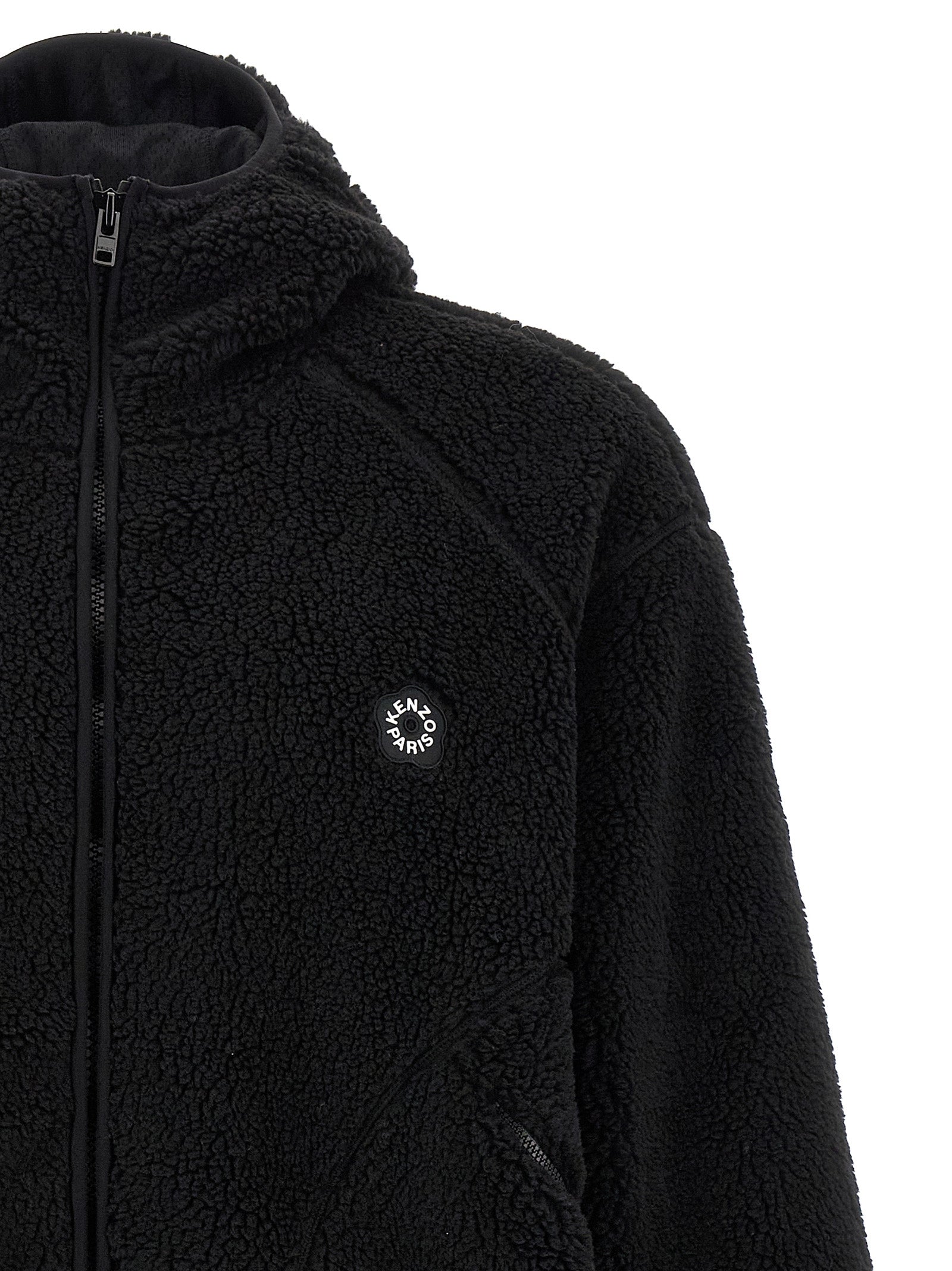 Kenzo Boke Flower 2.0 Embroidered Jacket in Polar Fleece Black-thumbmail-3