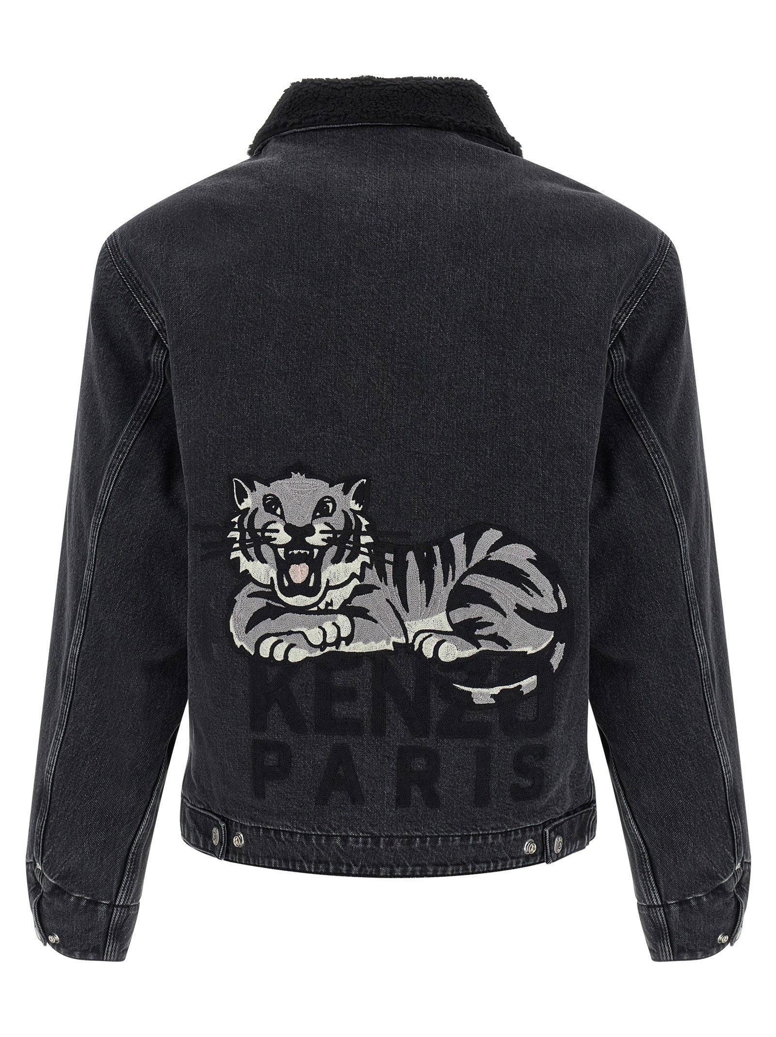 Kenzo Happy Tiger denim jacket achteraanzicht met geborduurde tijger