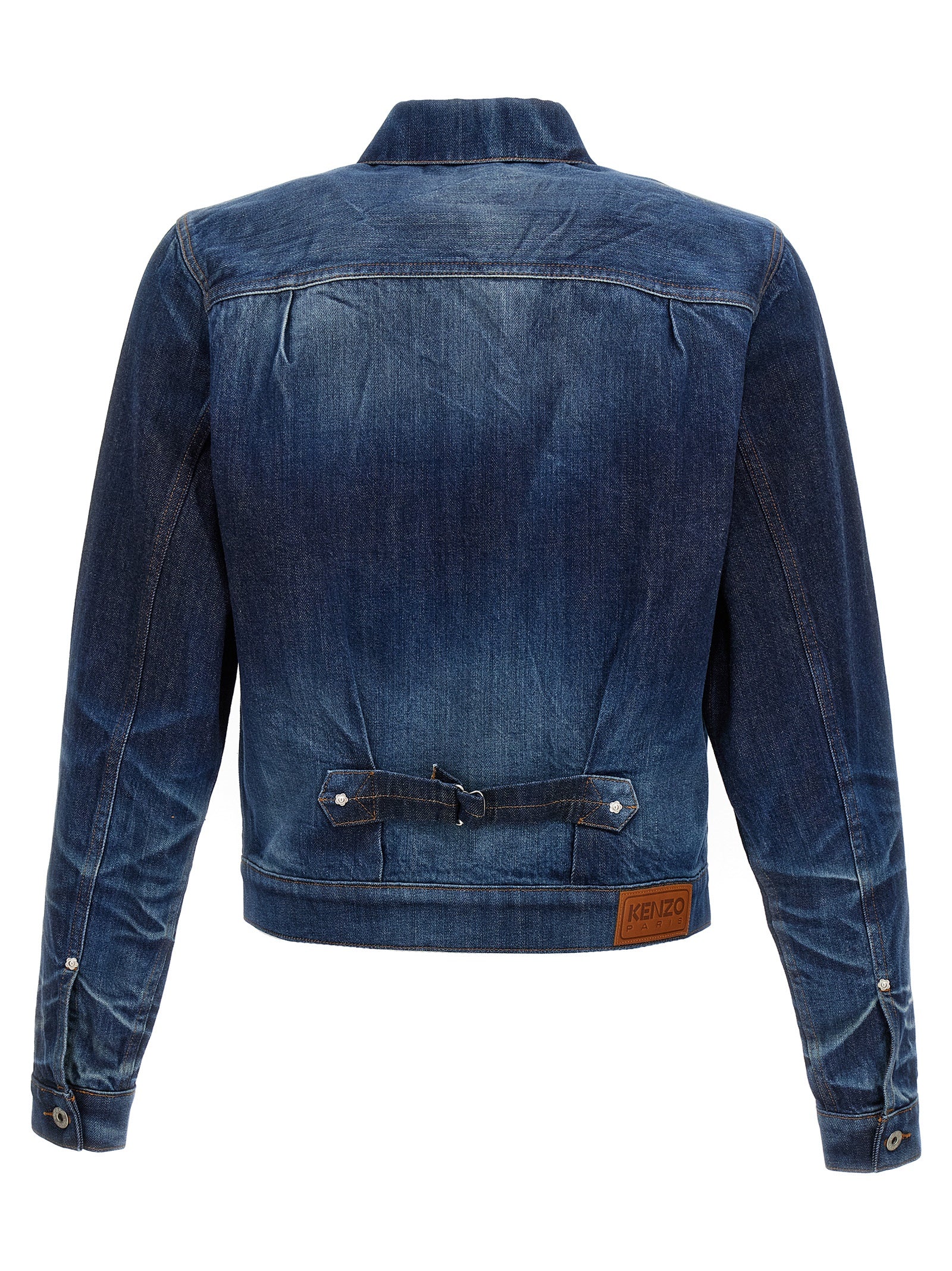 Kenzo Slim Pleated Trucker Jacket in Japanese Denim Blue-thumbmail-2