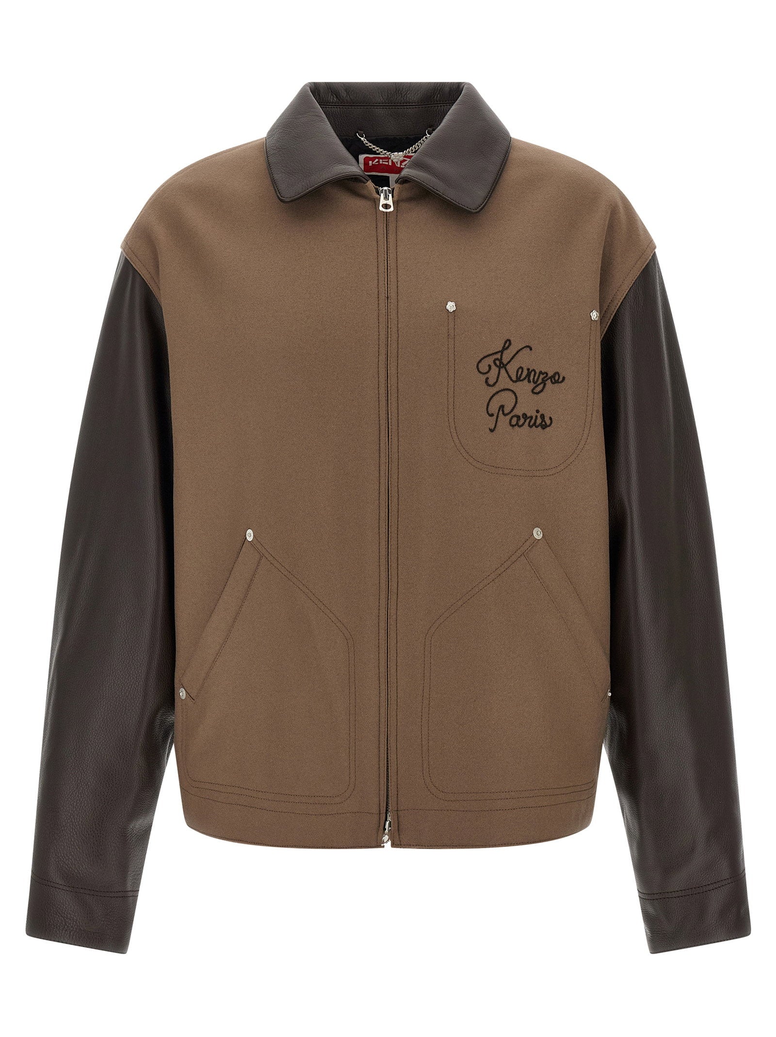 Kenzo Paris Chainstitch bomberjack bruin vooraanzicht