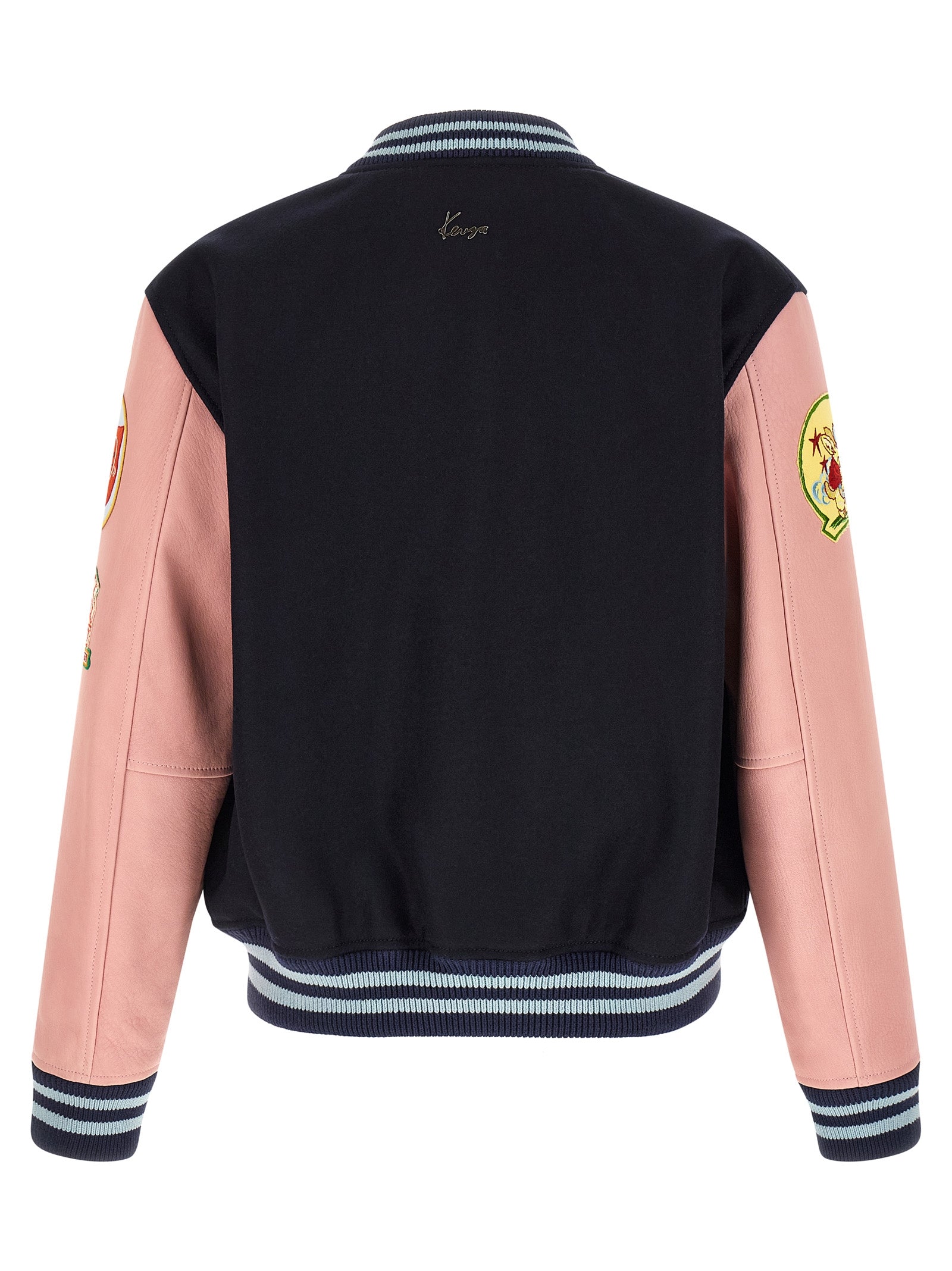 Kenzo Badges Embroidered Varsity Jacket Black Pink-thumbmail-2