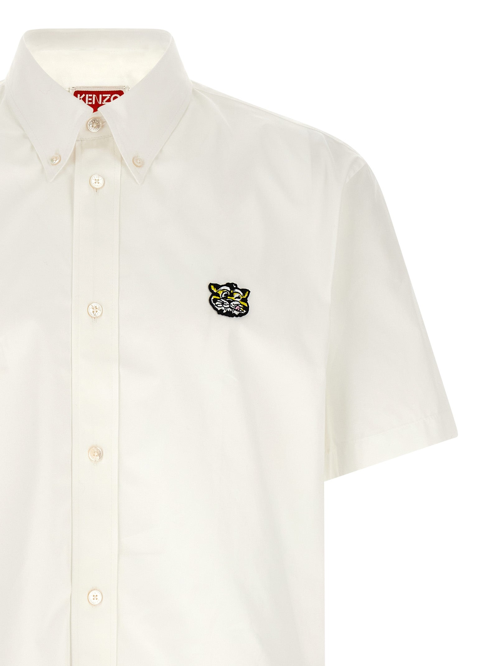 Kenzo Wild Tiger Crest Short Sleeve Shirt White-thumbmail-3