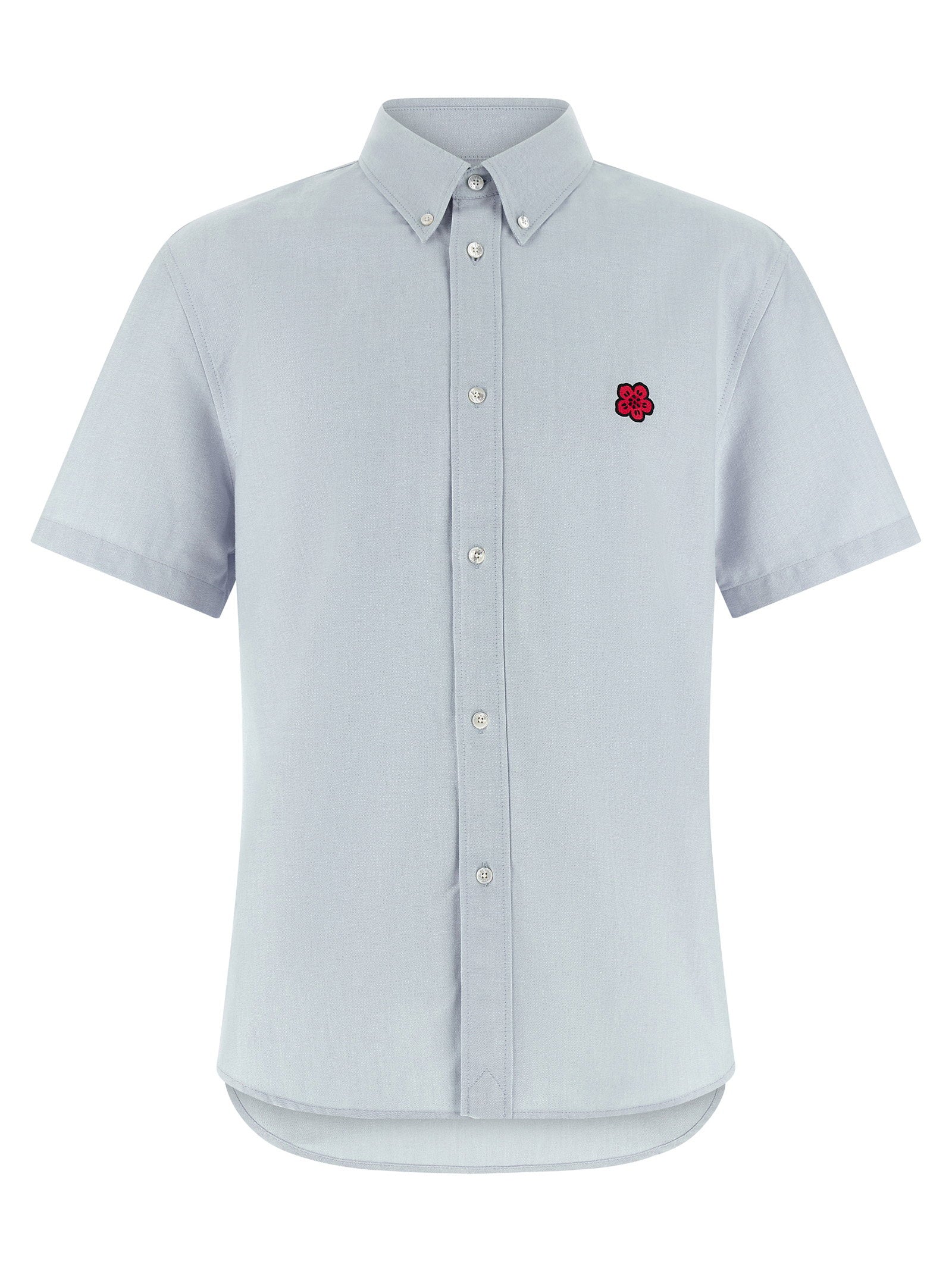 Kenzo Boke Flower Crest Oxford Shirt Short Sleeve Clear Blue