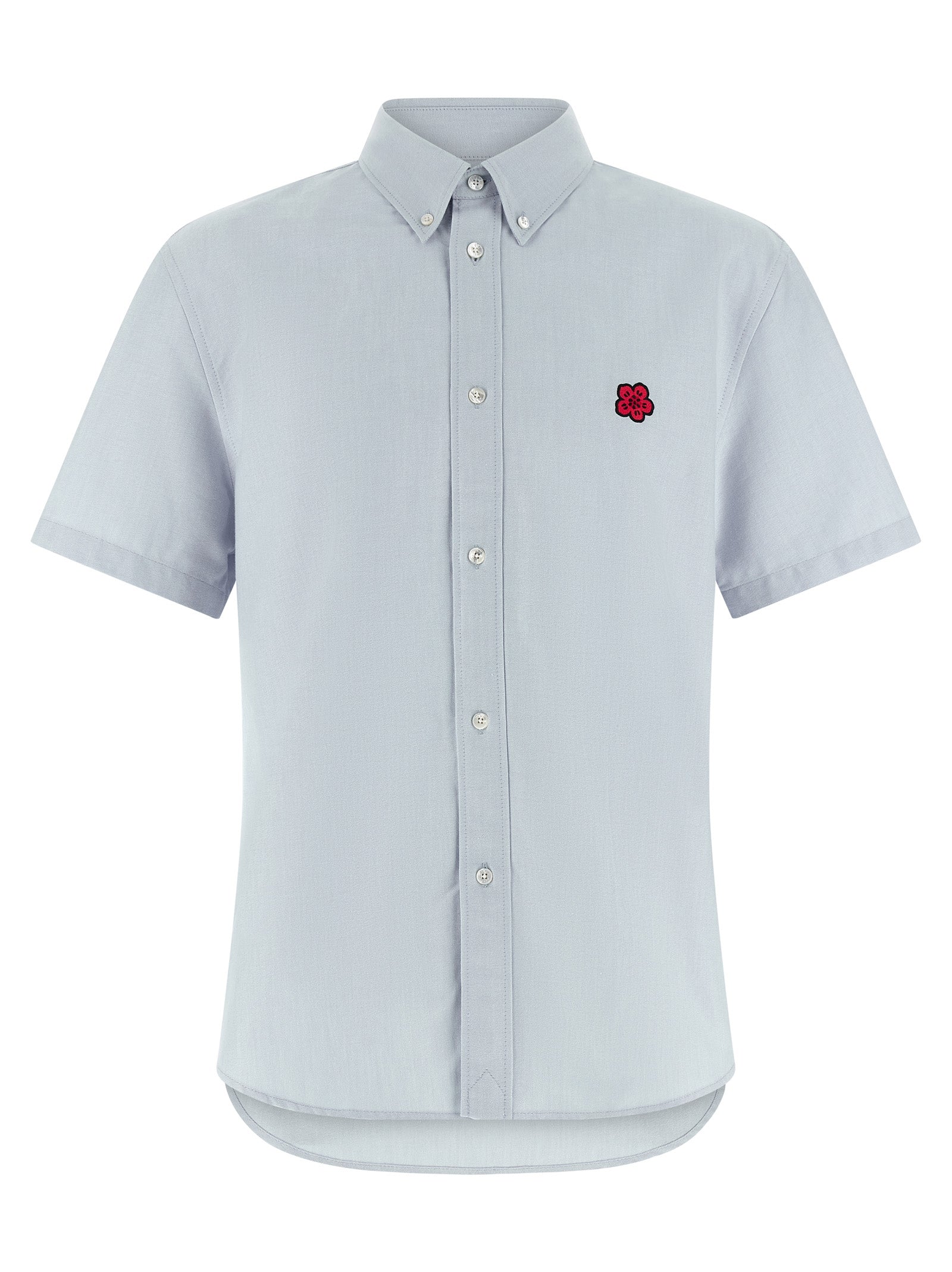 Kenzo Boke Flower Crest Oxford Shirt Short Sleeve Clear Blue-thumbmail-1