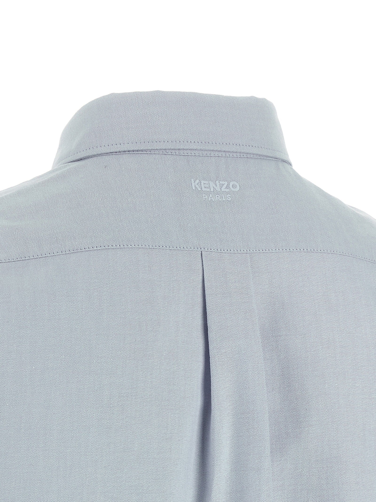 Kenzo Boke Flower Crest Oxford Shirt Short Sleeve Clear Blue-thumbmail-4