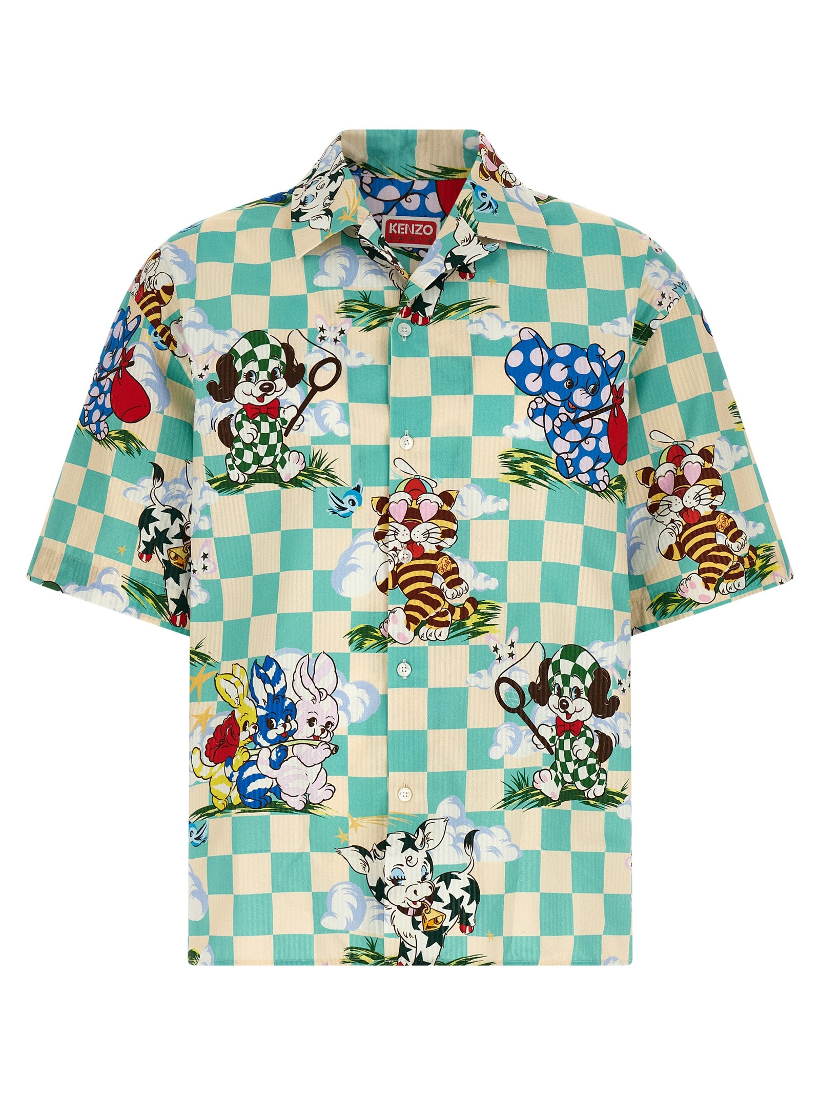 Kenzo All Over Cartoon Hawaiian Cotton Shirt