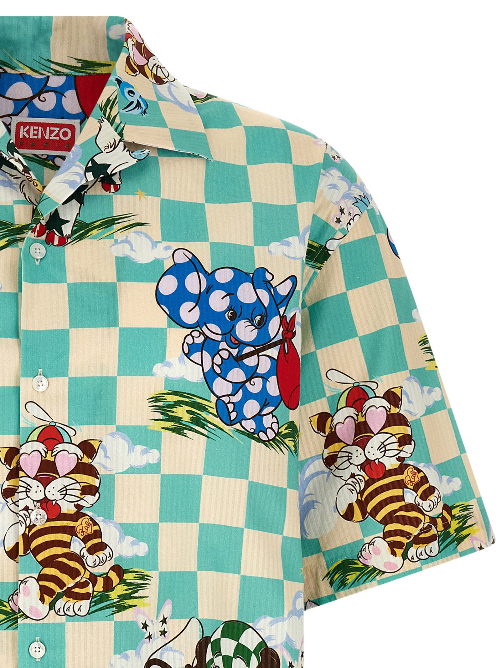 Kenzo Cartoon Print Hawaiian Cotton Shirt-thumbmail-3