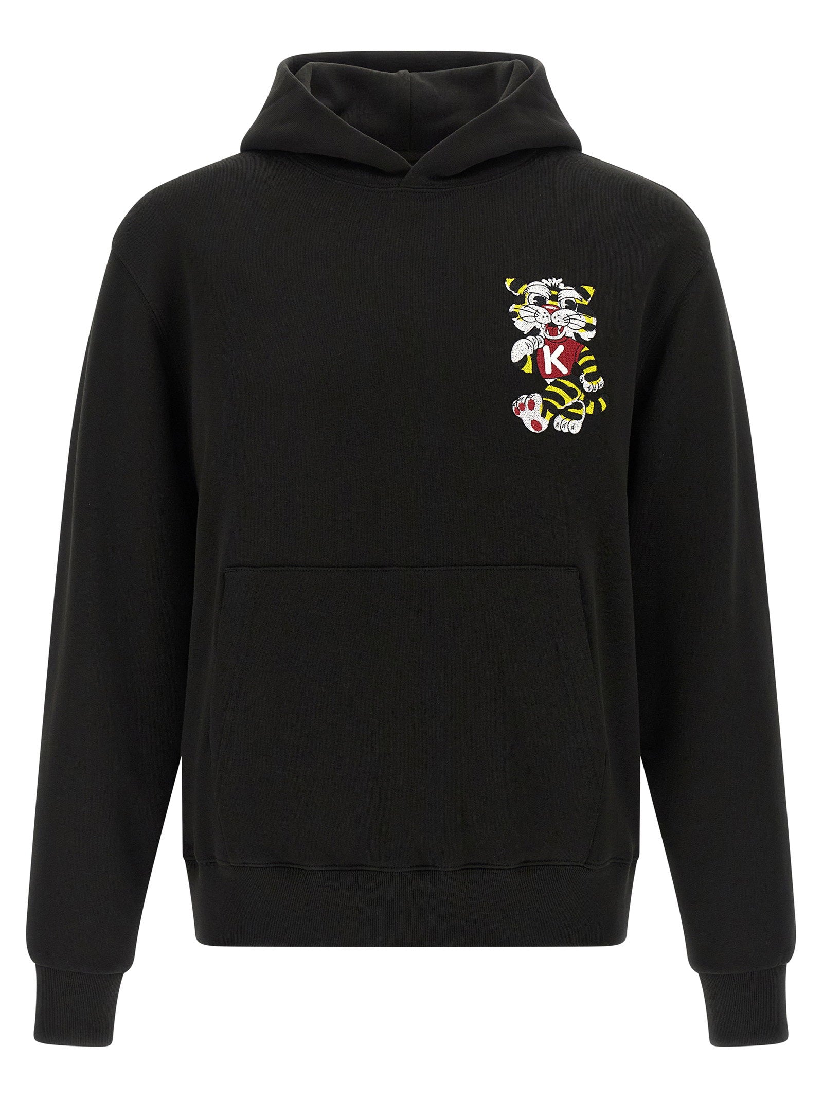 Kenzo Wild Tiger Embroidered Cotton Hoodie Zwart Topwear Kenzo
