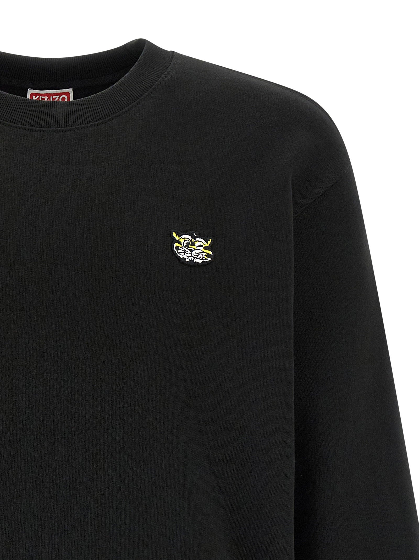 Kenzo Wild Tiger Crest Geborduurde Molleton Sweatshirt Zwart-thumbmail-3