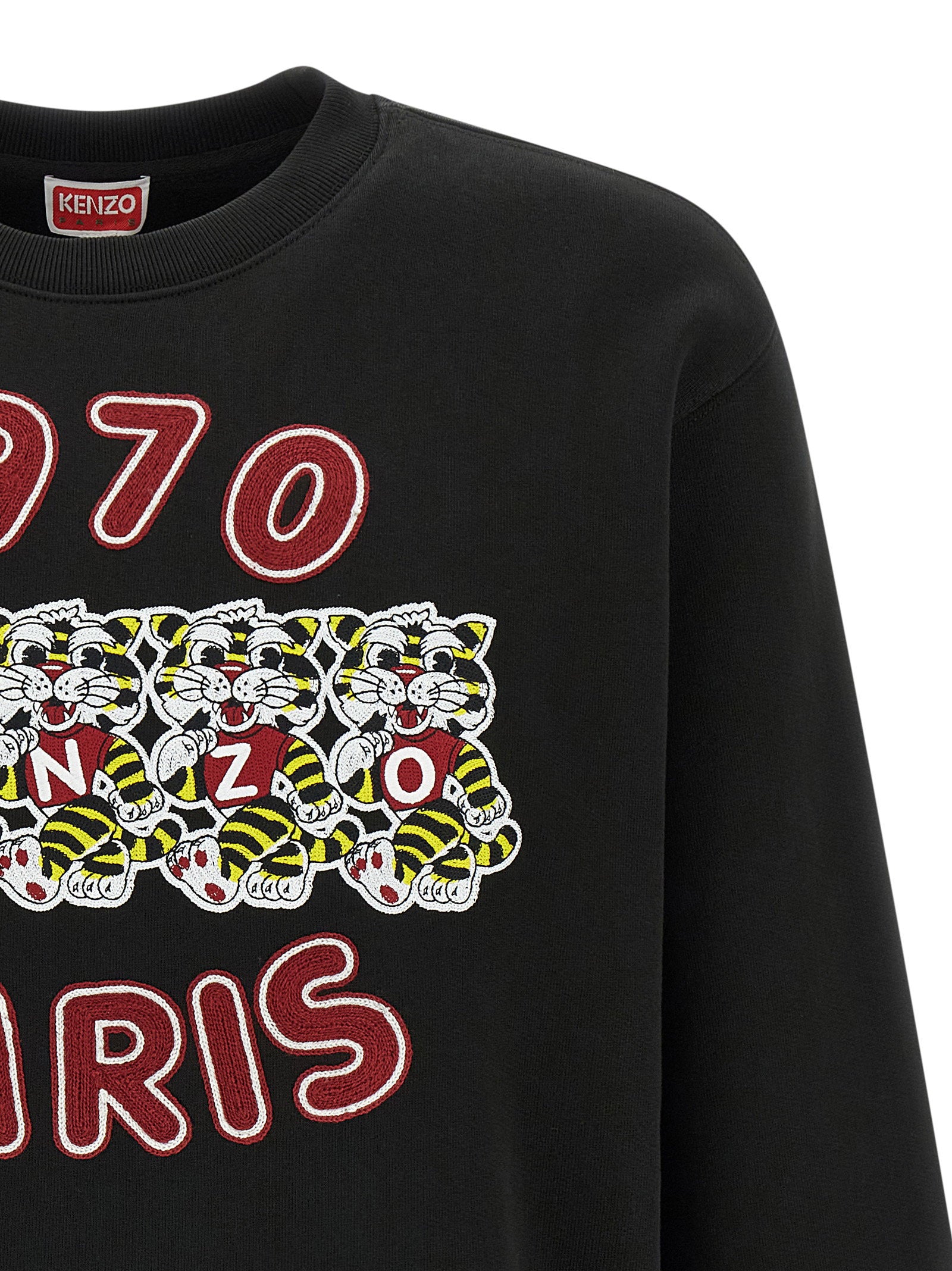 Close-up geborduurd tijgerpatroon Kenzo sweatshirt