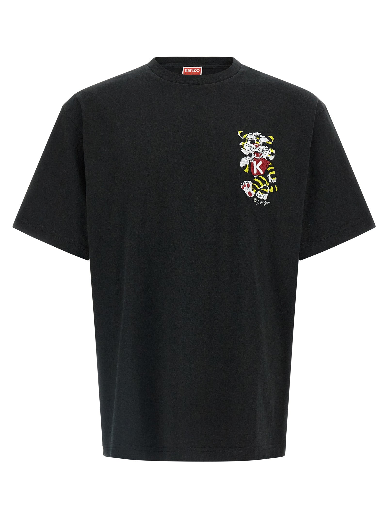 Kenzo KENZO Wild Tiger Embroidered T-shirt in Cotton Black