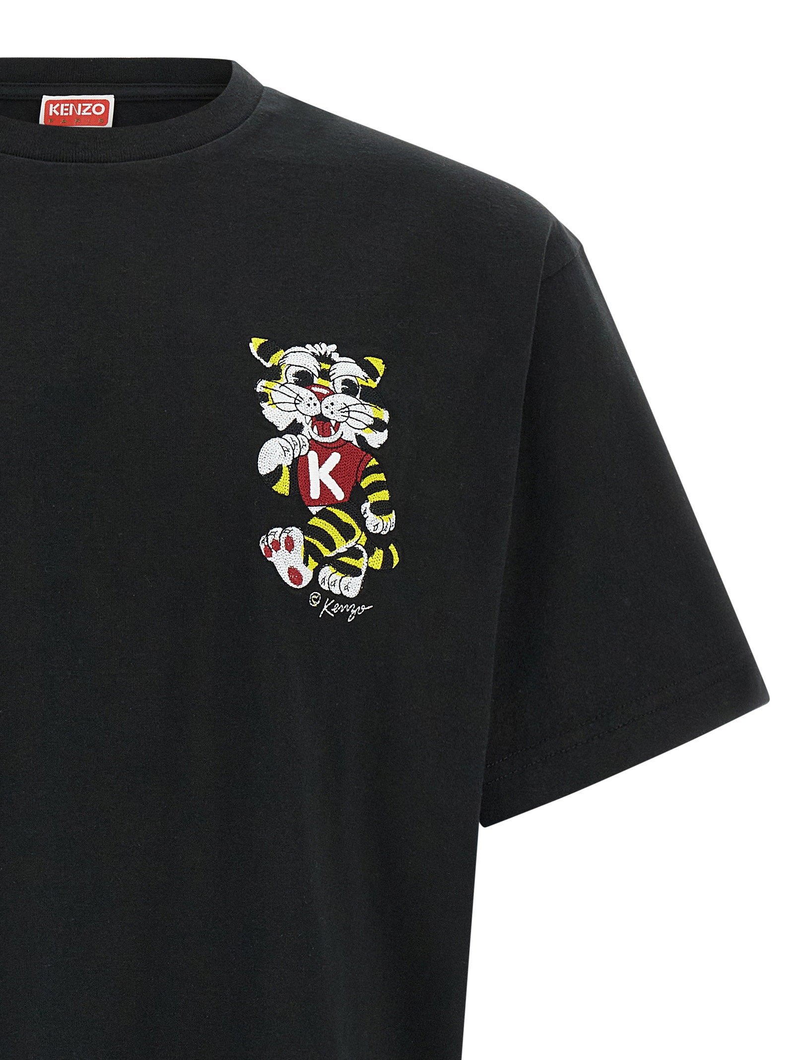 Kenzo KENZO Wild Tiger Embroidered T-shirt in Cotton Black-thumbmail-3