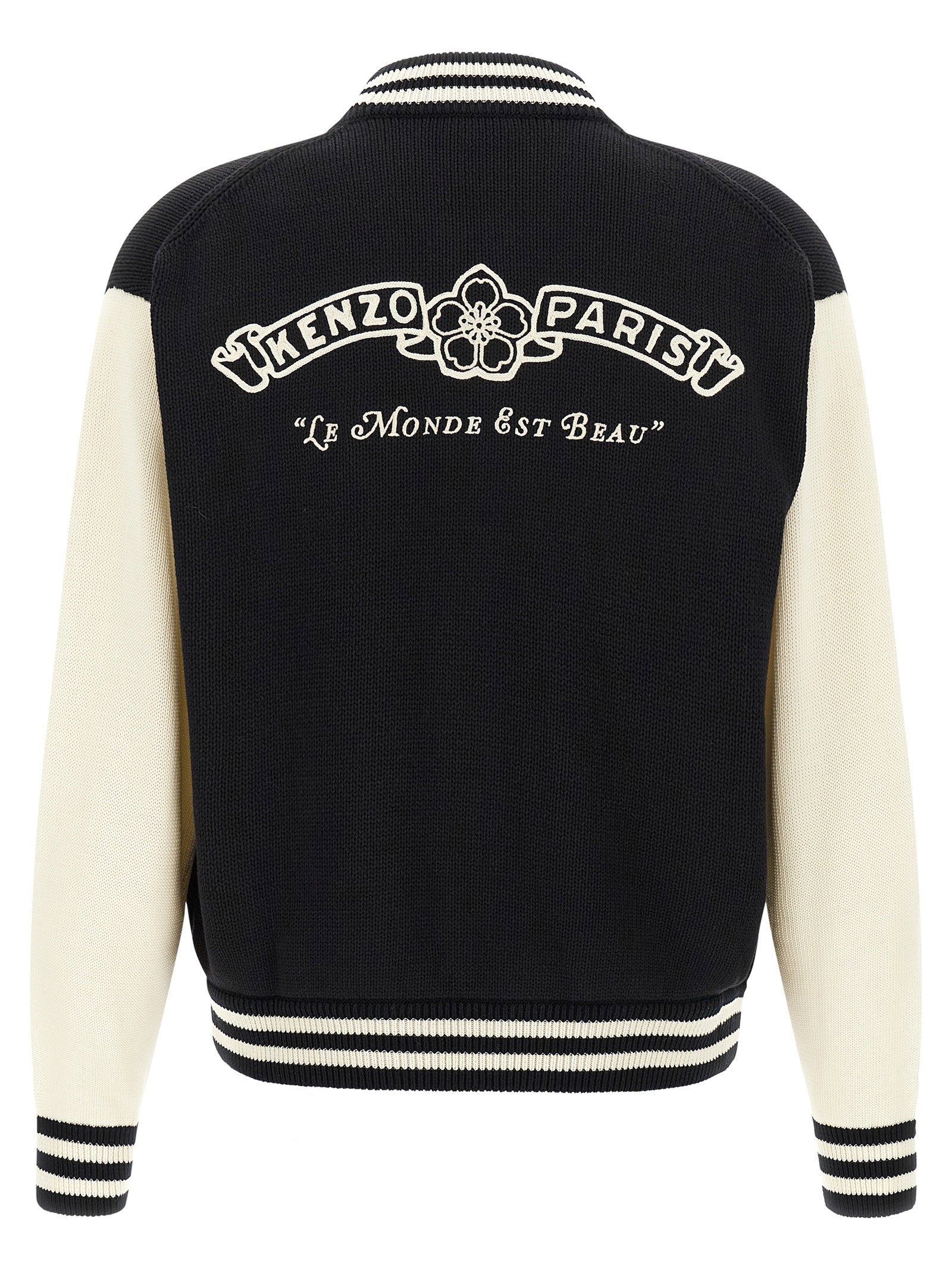 Kenzo Paris Emblem Cardigan Zwart/Crème Topwear Kenzo
