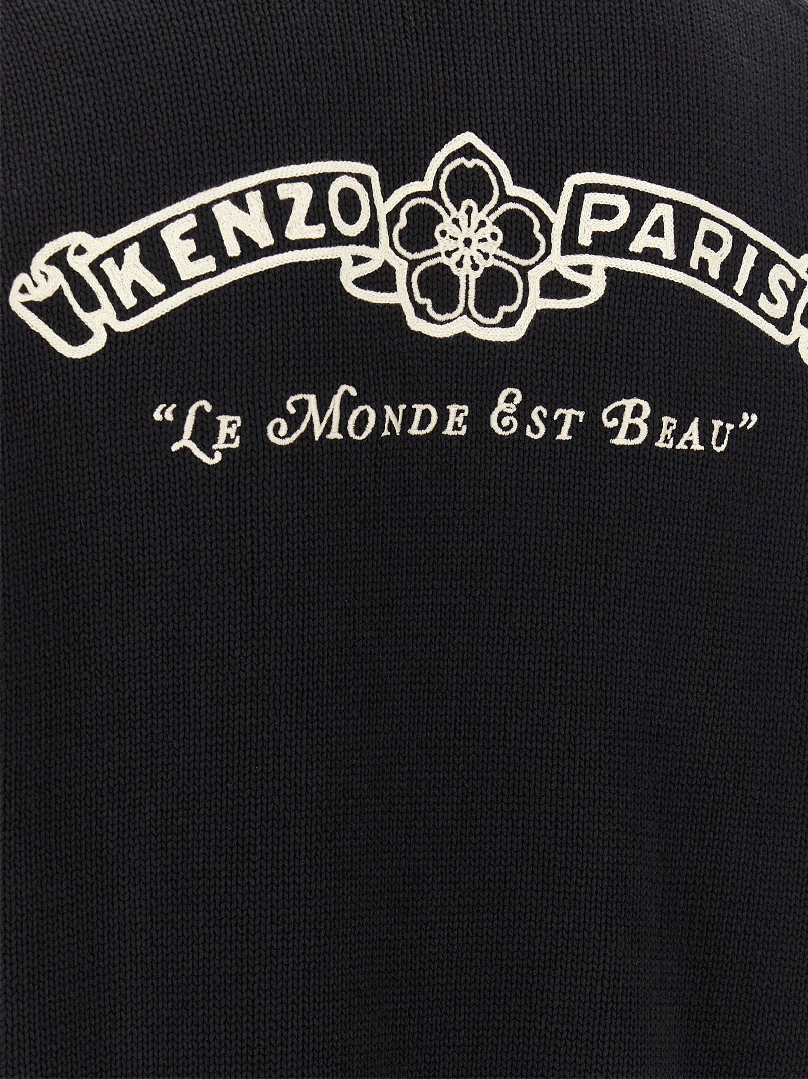 Kenzo Paris Emblem Cardigan Zwart/Crème Topwear Kenzo